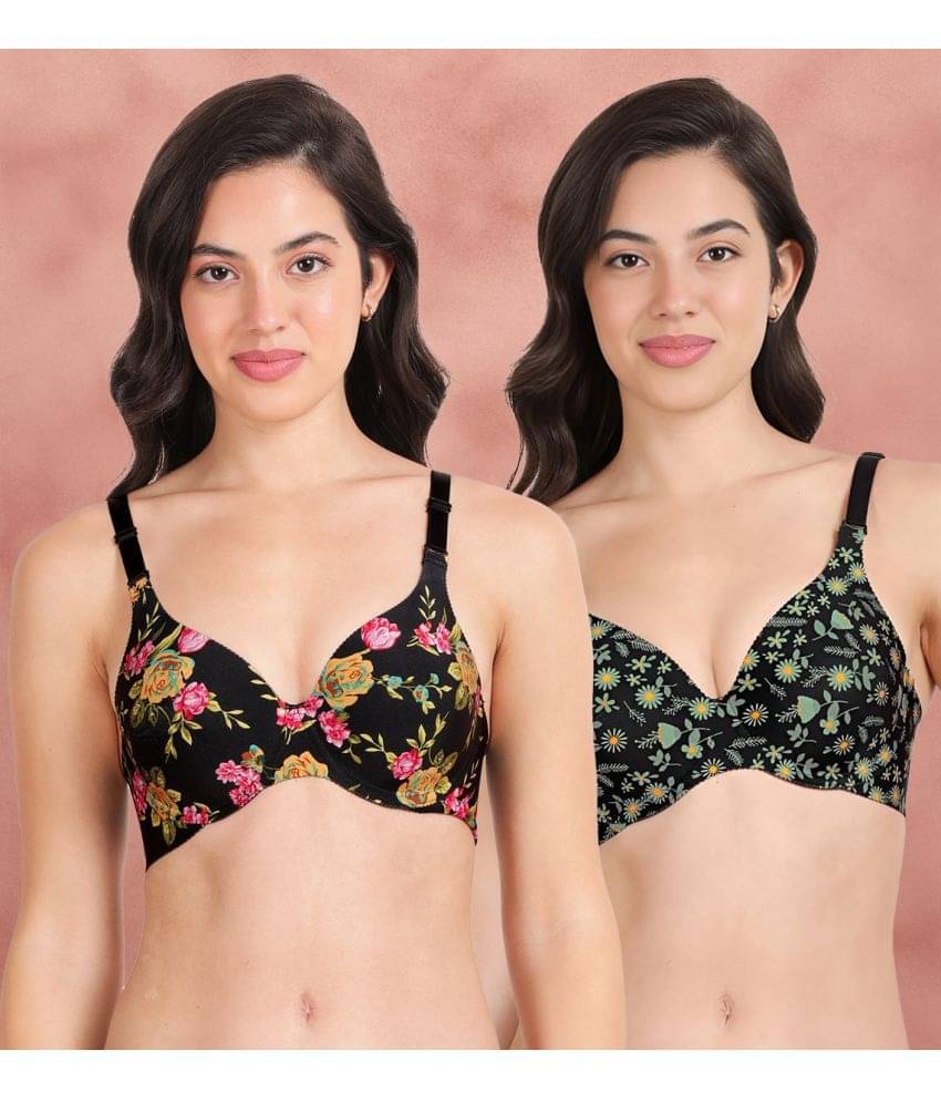 Shyaway Pack of 2 Nylon Lightly Padded Women's Everyday Bra ( Multicolor ) shya-c2b-1500 Shyaway Pack of 2 Nylon Lightly Padded Women's Everyday Bra ( Multicolor ) shya-c2b-1500
