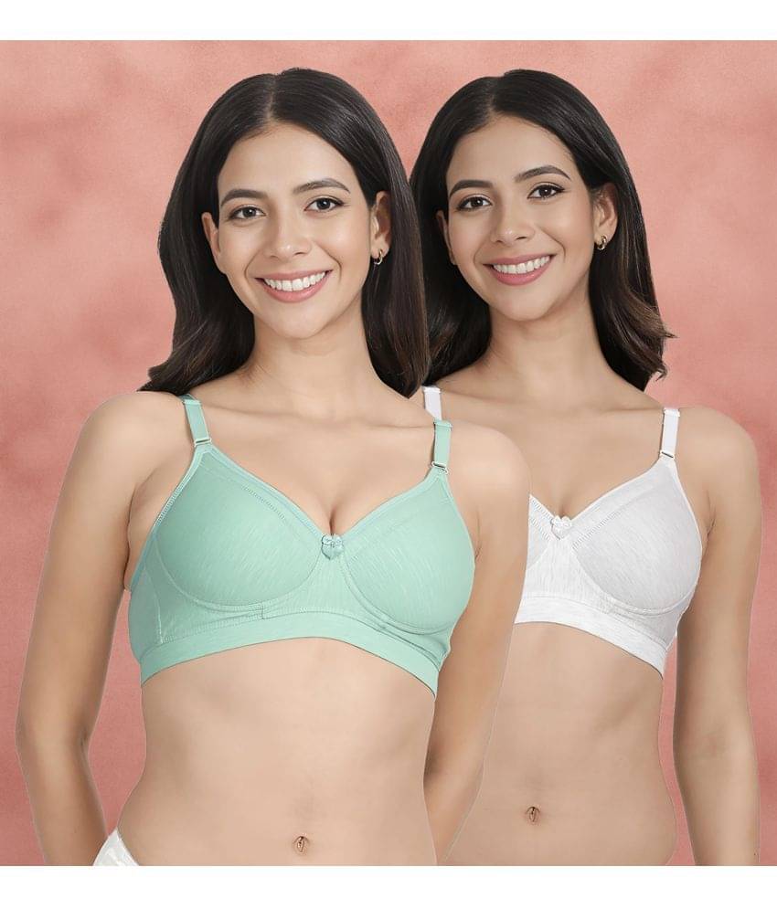 Susie Pack of 2 Cotton Blend Lightly Padded Women's Everyday Bra ( Green ) susi-c2b-1475 Susie Pack of 2 Cotton Blend Lightly Padded Women's Everyday Bra ( Green ) susi-c2b-1475