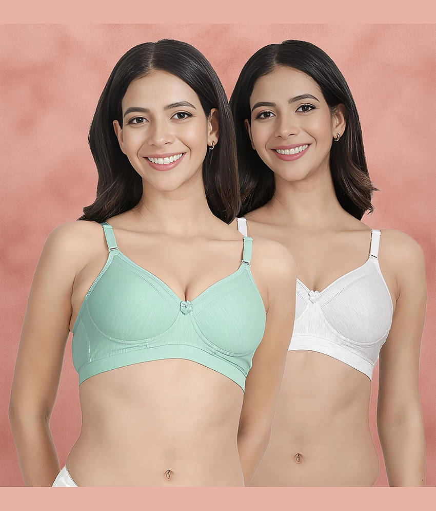 Susie Pack of 2 Cotton Blend Lightly Padded Women's Everyday Bra ( Green ) susi-c2b-1475