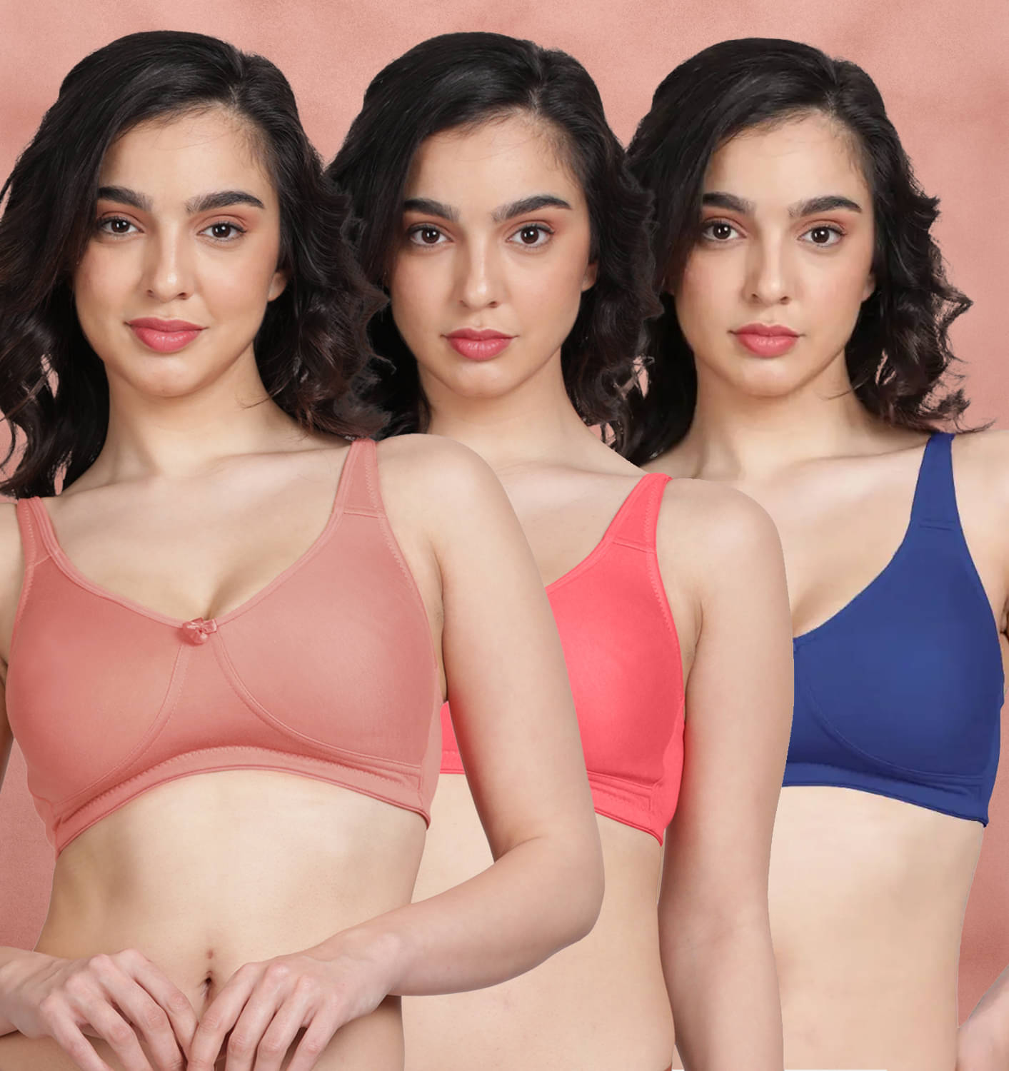 Susie Pack of 3 Polyester Non Padded Women's Everyday Bra ( Multicolor ) susi-c3b-1969 Susie Pack of 3 Polyester Non Padded Women's Everyday Bra ( Multicolor ) susi-c3b-1969