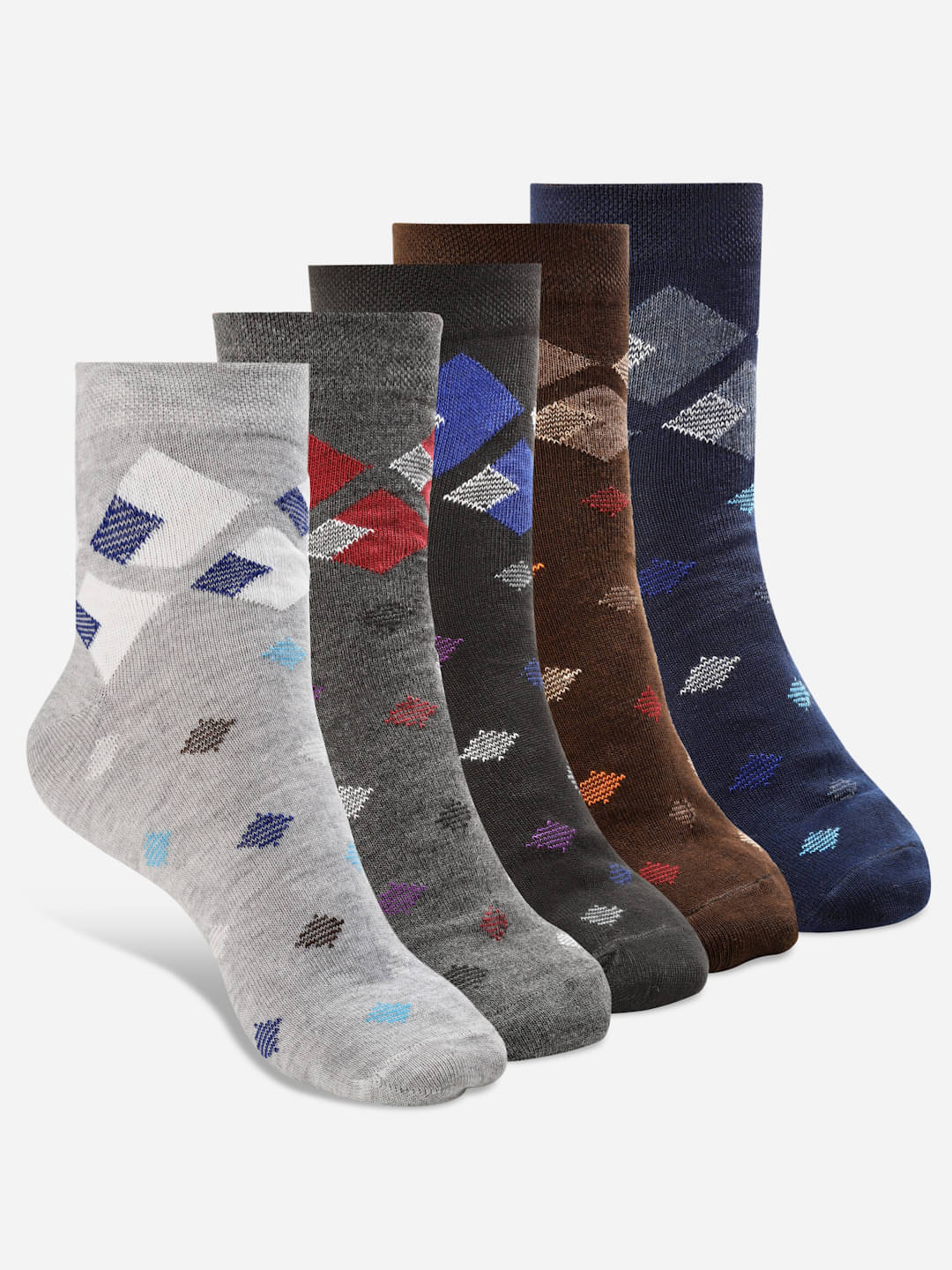 Texlon Cotton Men's Printed Multicolor Ankle Length Socks ( Pack of 5 )     			Texlon Cotton Men's Printed Multicolor Ankle Length Socks ( Pack of 5 )