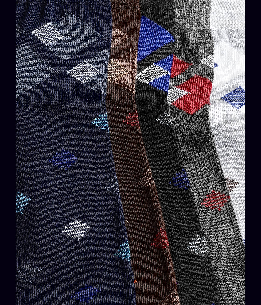 Texlon Cotton Men's Printed Multicolor Ankle Length Socks ( Pack of 5 )