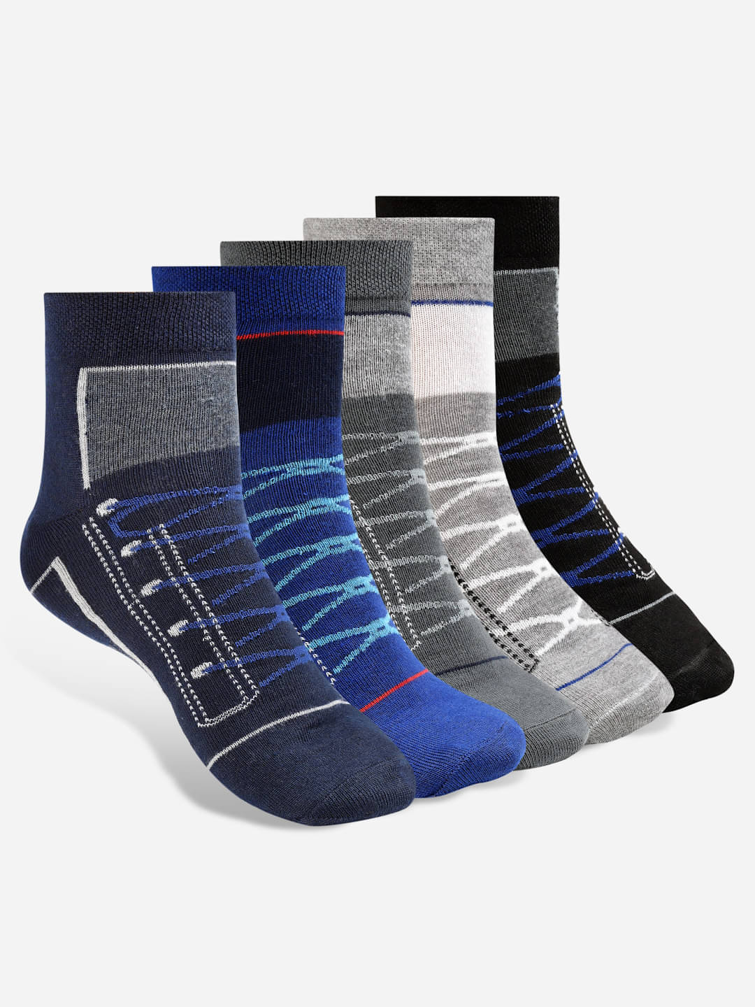     			Texlon Cotton Men's Printed Multicolor Ankle Length Socks ( Pack of 5 )