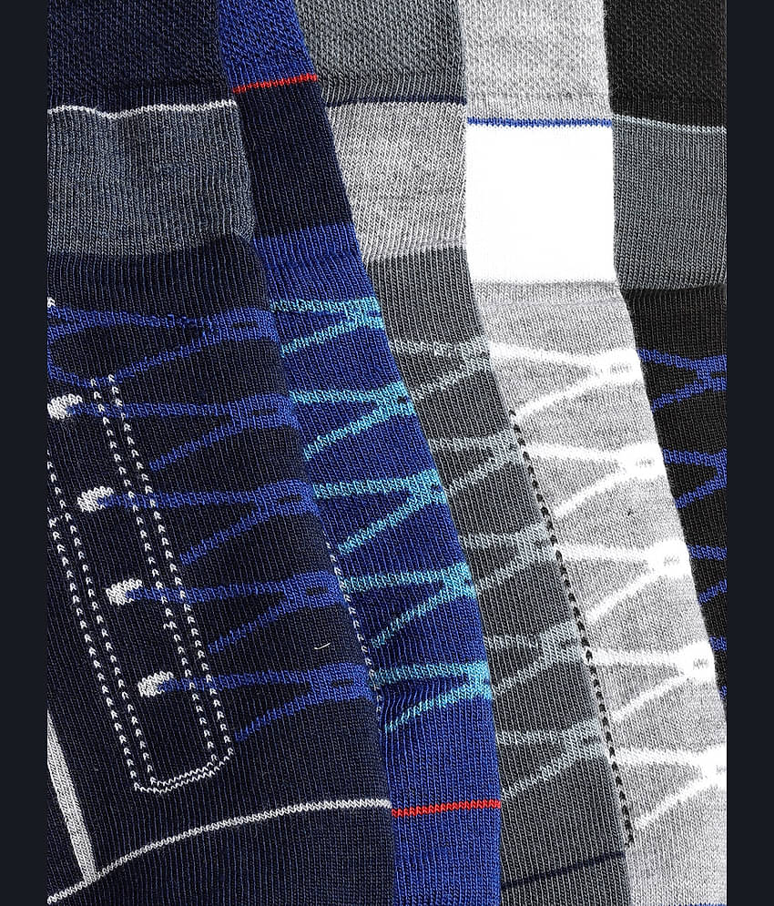 Texlon Cotton Men's Printed Multicolor Ankle Length Socks ( Pack of 5 )