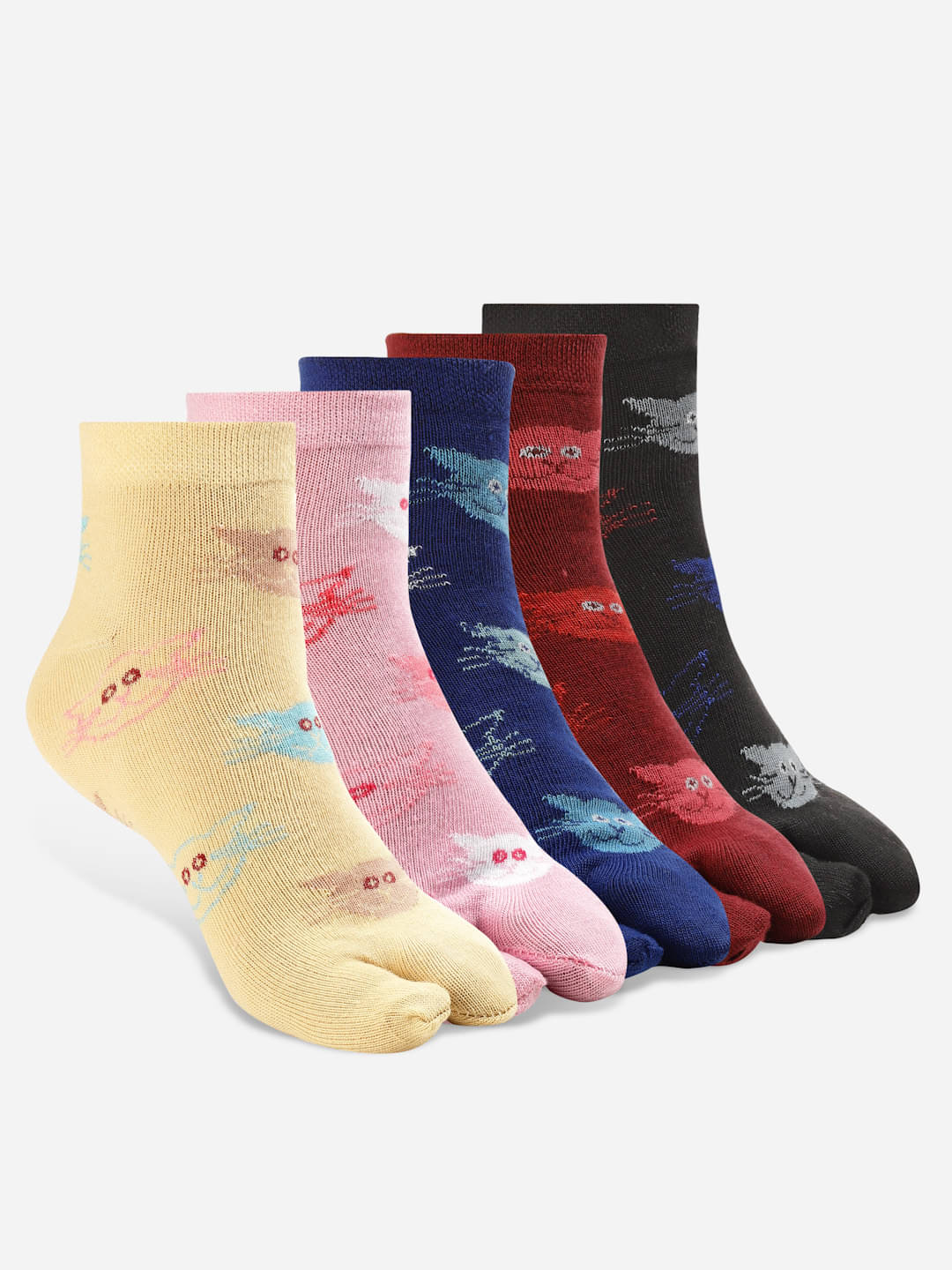 Texlon Multicolor Cotton Women's Ankle Length Socks ( Pack of 5 ) Texlon Multicolor Cotton Women's Ankle Length Socks ( Pack of 5 )