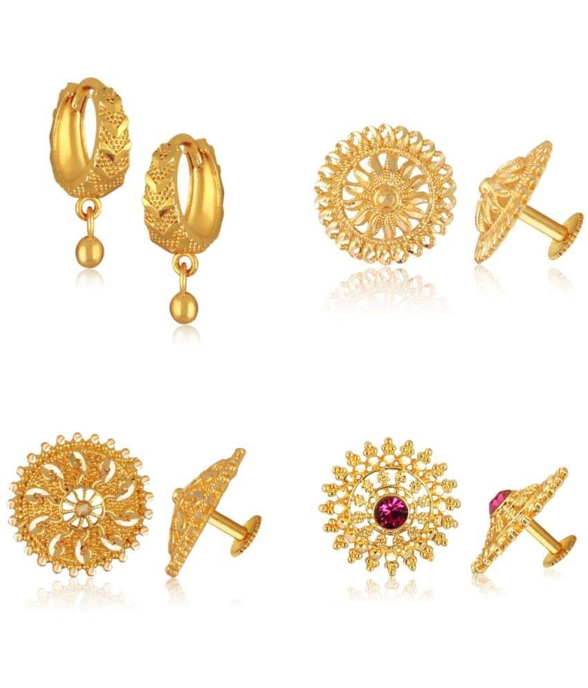     			Vighnaharta Golden Stud Earrings ( Pack of 4 )