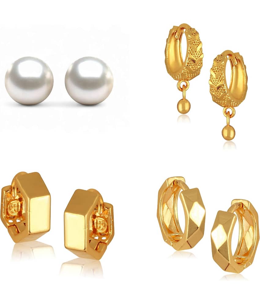 Vighnaharta Golden Stud Earrings ( Pack of 4 ) - Earrings | Buy online on ZillyBuy