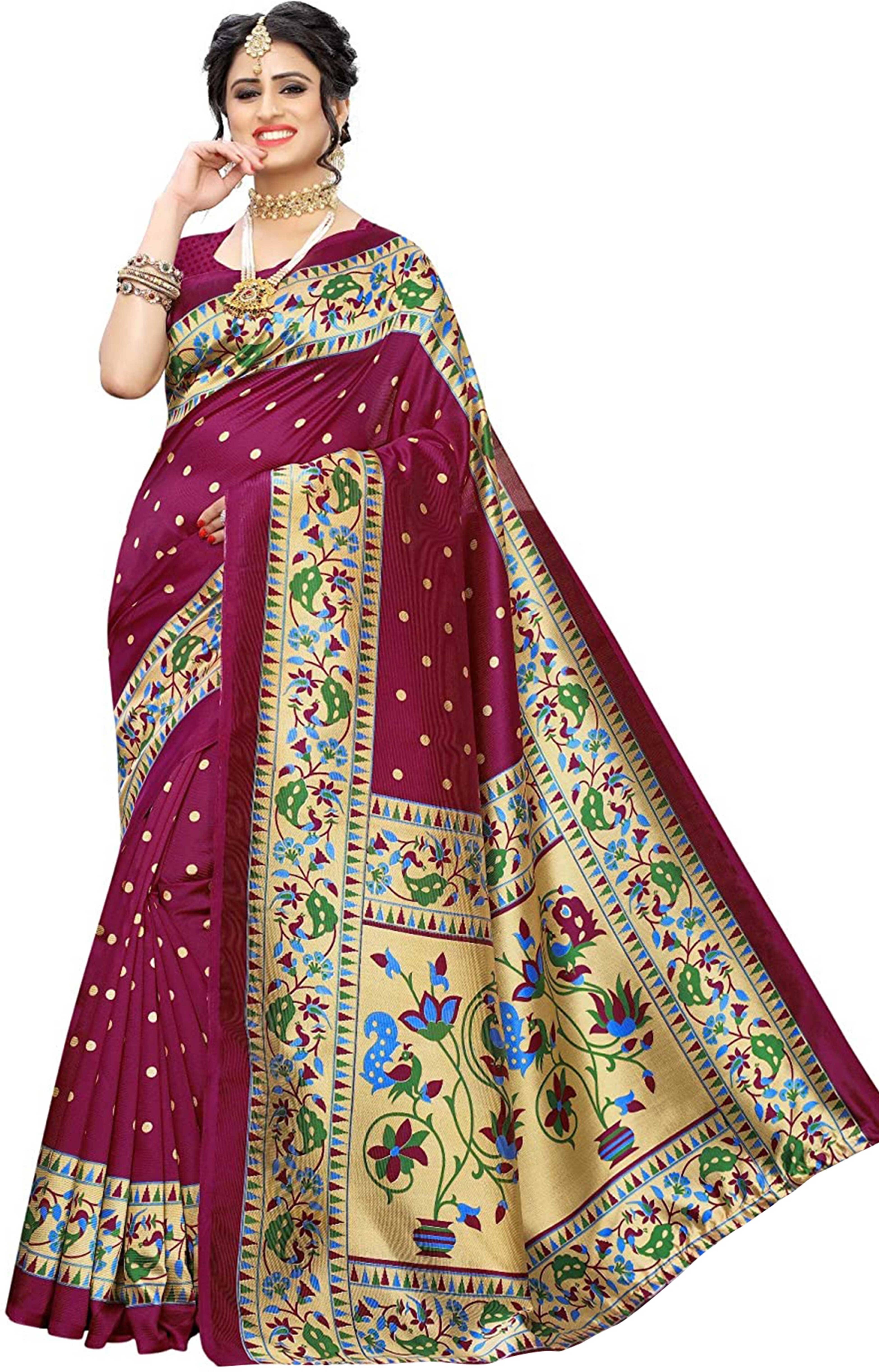     			Vkaran Cotton Silk Woven Saree With Unstitched Blouse Piece ( Wine )