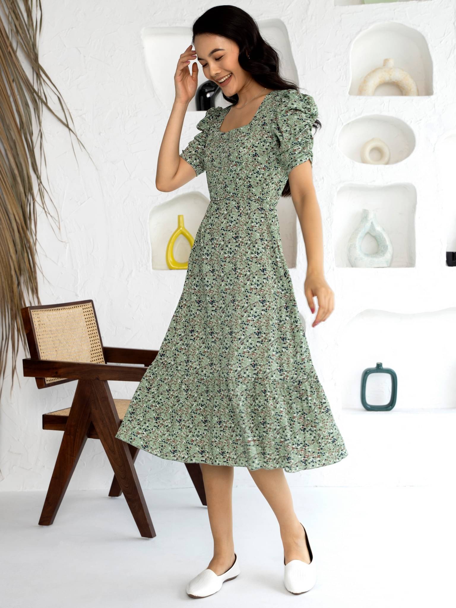 aask Women Polyester Printed Fit & Flare Dress ( Mint Green ) aask Women Polyester Printed Fit & Flare Dress ( Mint Green )