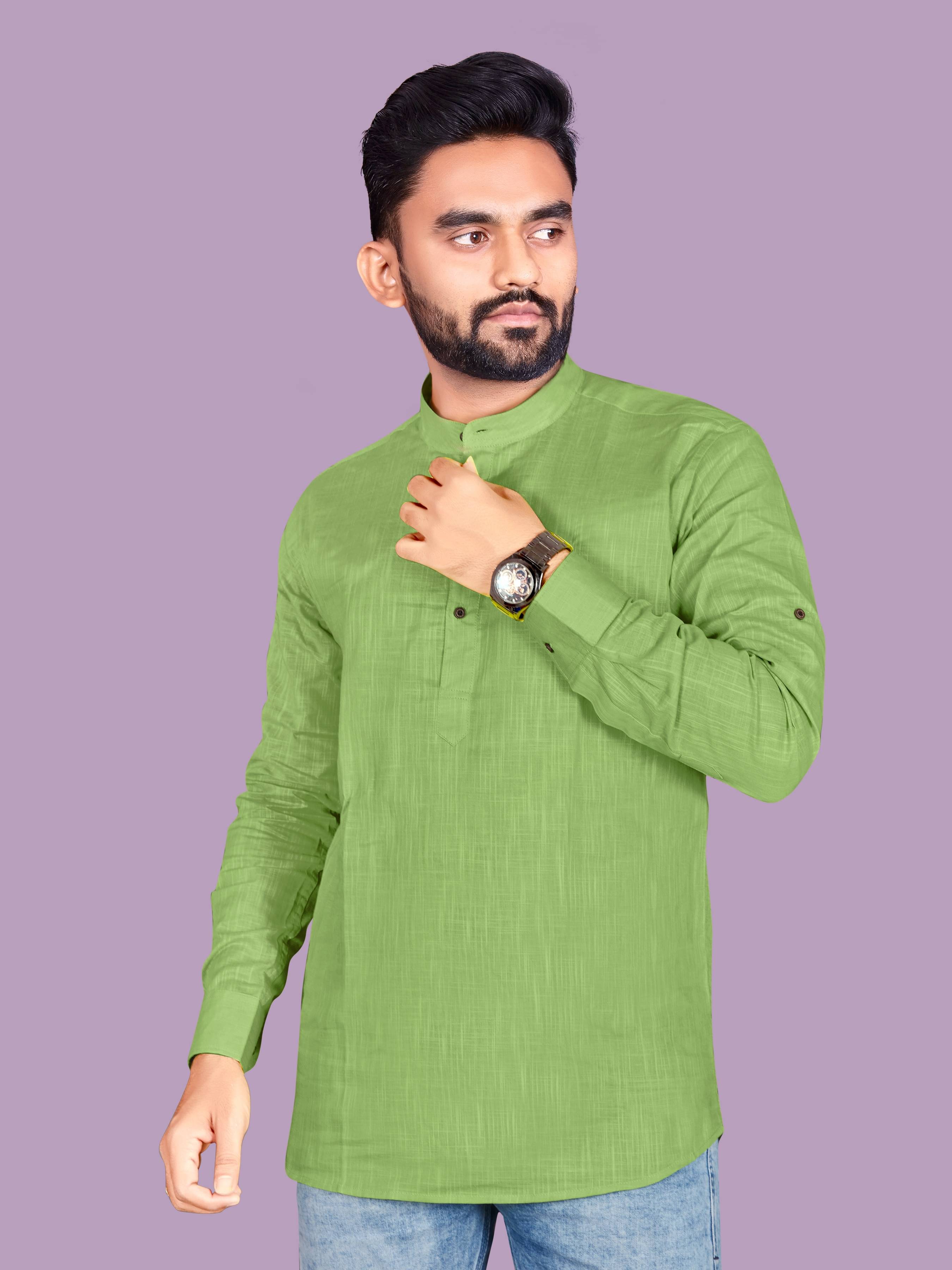 allan peter Green Cotton Men's Regular Kurta ( Pack of 1 )     			allan peter Green Cotton Men's Regular Kurta ( Pack of 1 )