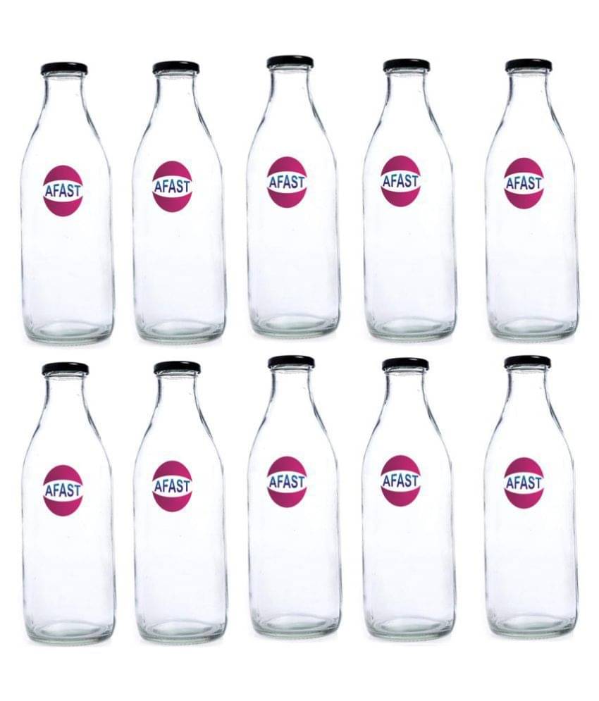     			AFAST 1000MBottle-A10 White 1000 mL Glass Water Bottle set of 10