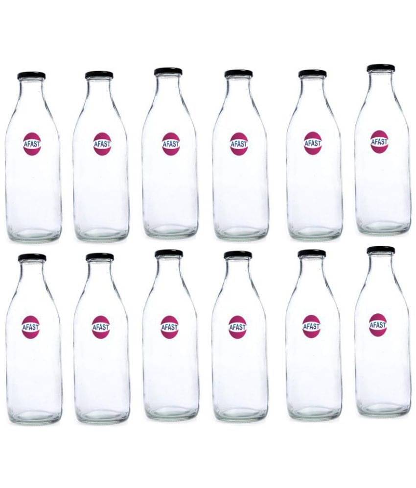     			AFAST 300MBottle-A12 White 300 mL Glass Water Bottle set of 12
