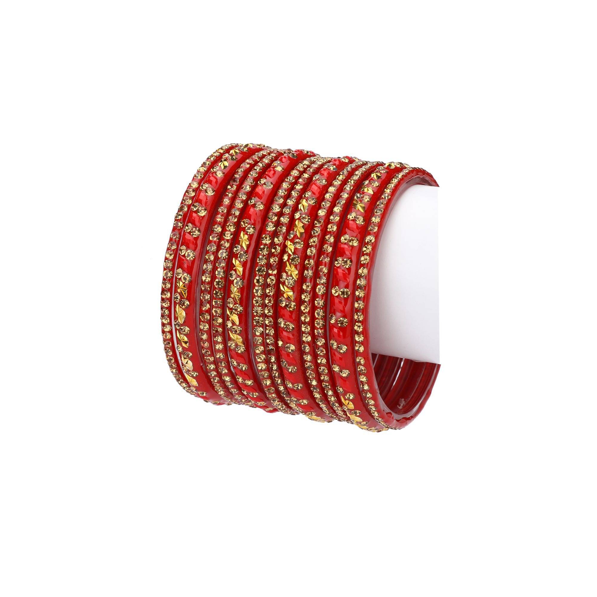     			Afast Designer Colorful Collection Red & Golden 12 Fashion Bangle Set Ornamented With Exclusive Beads-GA1.c