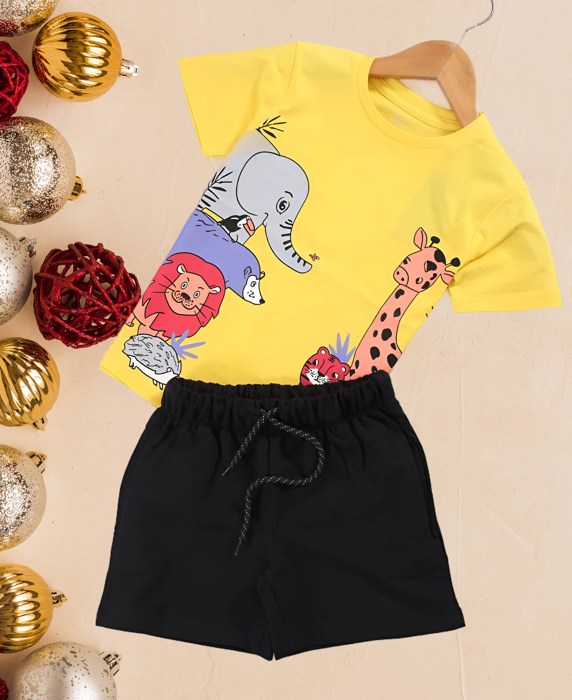 Arshia Fashions Pack of 1 Boys Cotton Blend T-Shirt & Shorts Set ( Yellow )