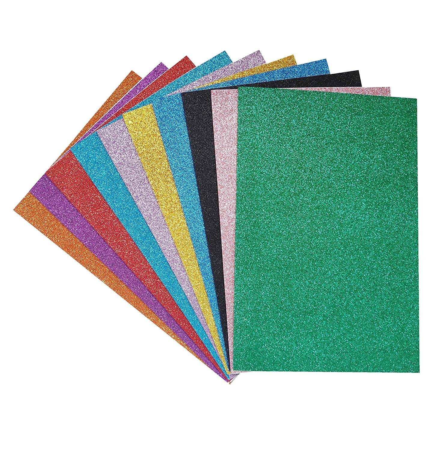 Eclet A4 Glitter Foam Sheet Sparkles (self Adhesive) 2 mm Thick 10 Different Color, for Art & Craft Eclet A4 Glitter Foam Sheet Sparkles (self Adhesive) 2 mm Thick 10 Different Color, for Art & Craft