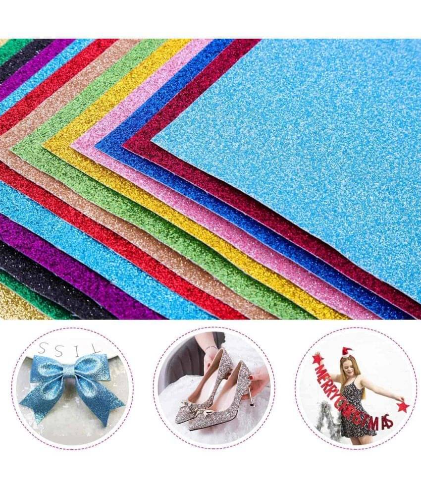     			ECLET A4 Glitter Foam Sheet Sparkles 2 mm Thick 10 Different Color, for Art & Craft