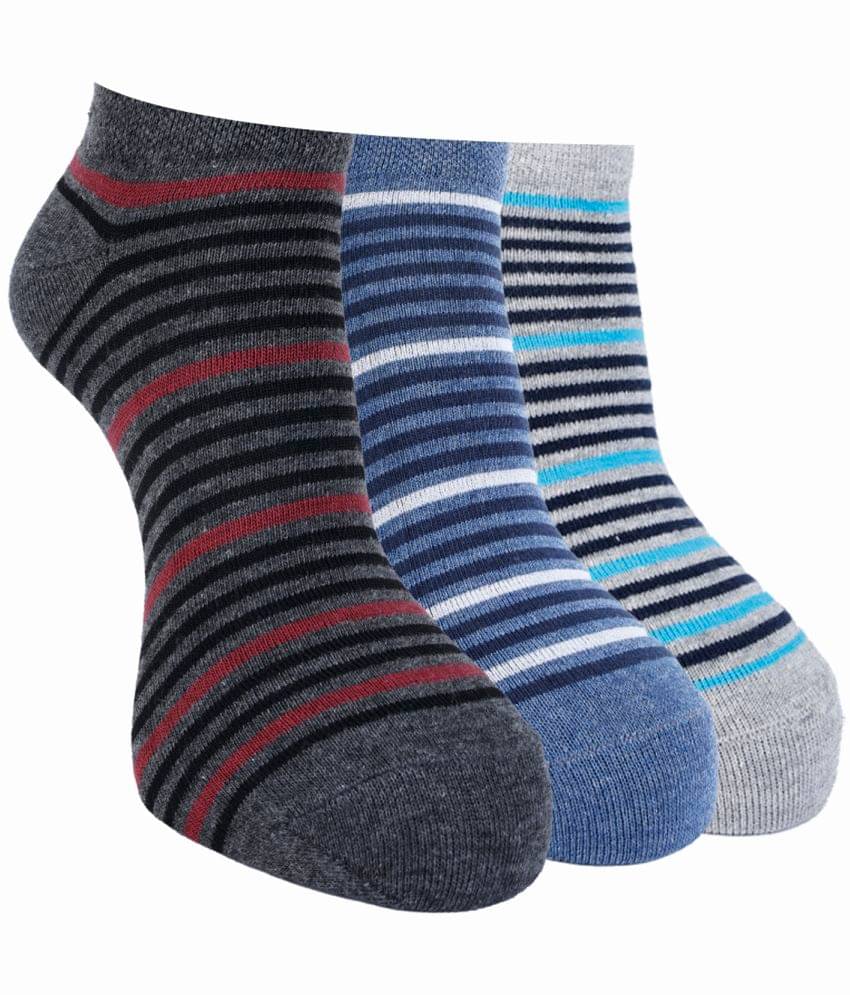     			Force NXT Cotton Blend Men's Striped Multicolor Low Cut Socks ( Pack of 3 )