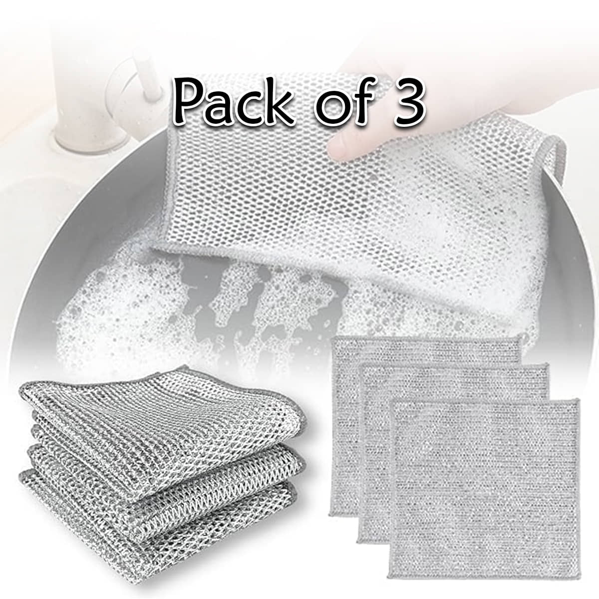 GEEO Pack of 3  Stainless Steel Stainless Steel Scrub - Body Care - Loofah and Other Tools | Buy online on ZillyBuy