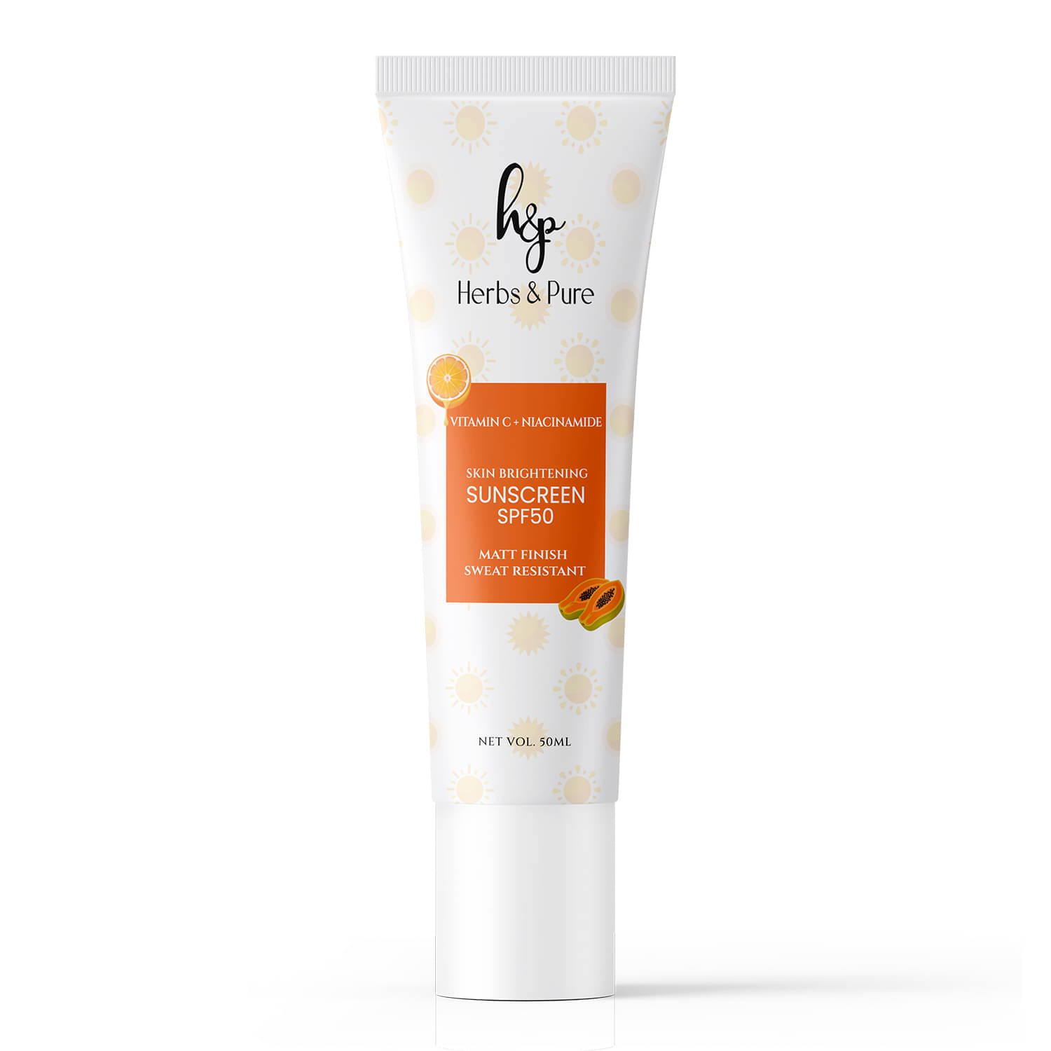 Herbs & Pure Vitamin C Sunscreen SPF 50 For Sun Protection and Glow, Unisex, All Skin Types, 50ml) Herbs & Pure Vitamin C Sunscreen SPF 50 For Sun Protection and Glow, Unisex, All Skin Types, 50ml)