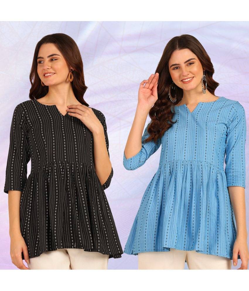     			Hiva Trendz Multicolor Cotton Women's A-Line Top ( Pack of 2 )