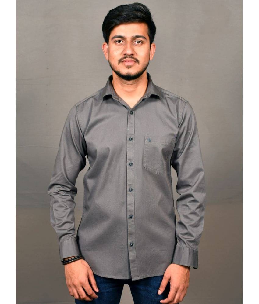     			KING'S COLLAR 100% Cotton Regular Fit Solids Full Sleeves Men's Casual Shirt - Dark Grey ( Pack of 1 )