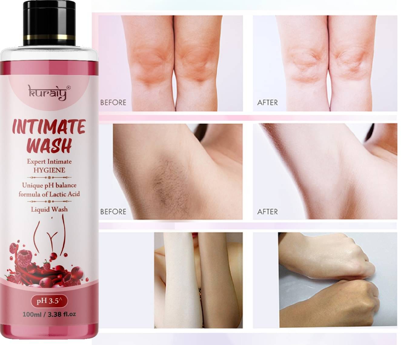 KURAIY Intimate Hygiene Wash with Germ and Odor Protection pH Balanced, 100ML KURAIY Intimate Hygiene Wash with Germ and Odor Protection pH Balanced, 100ML