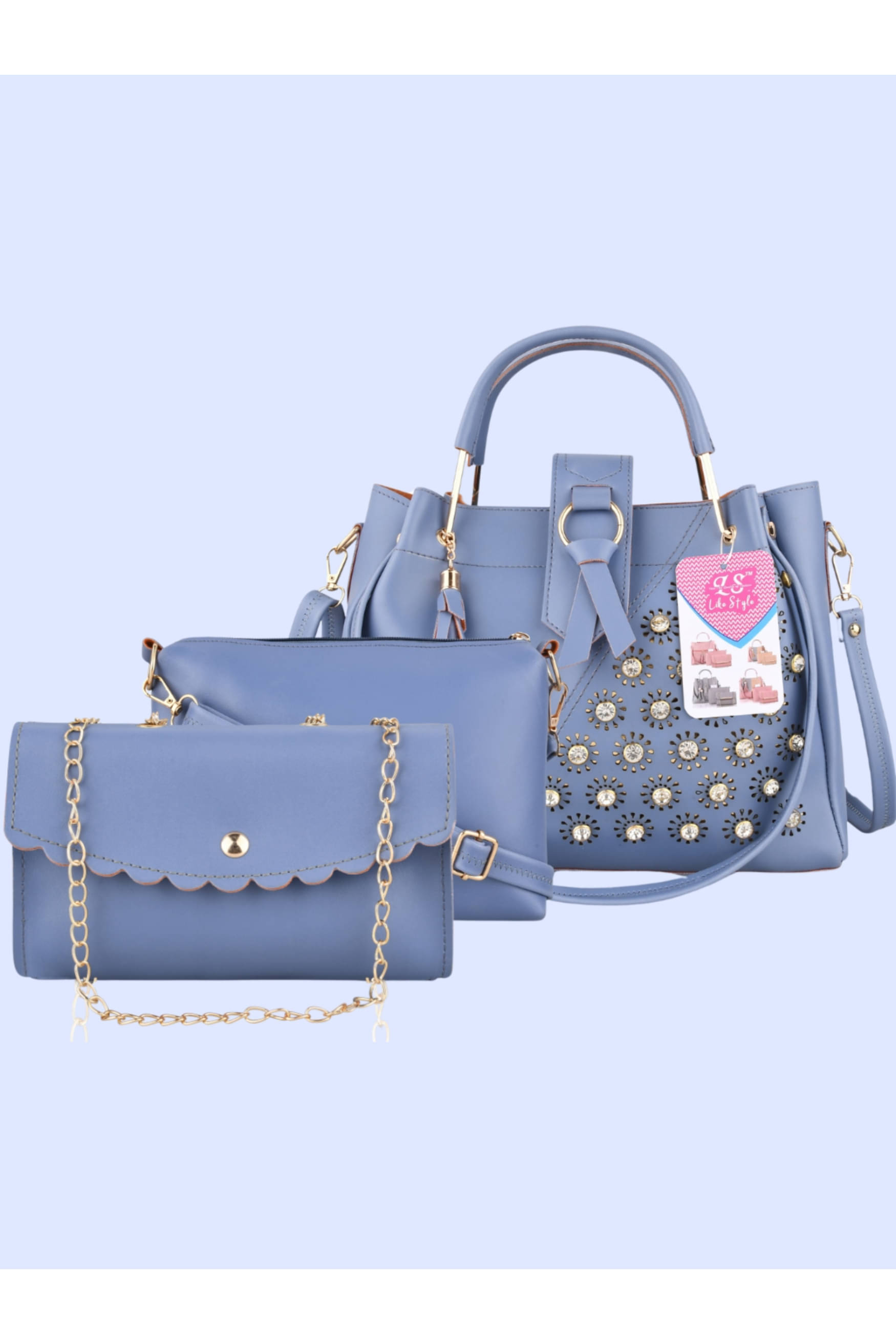     			LIKE STYLE Combo PU Set of 3 ( Blue )
