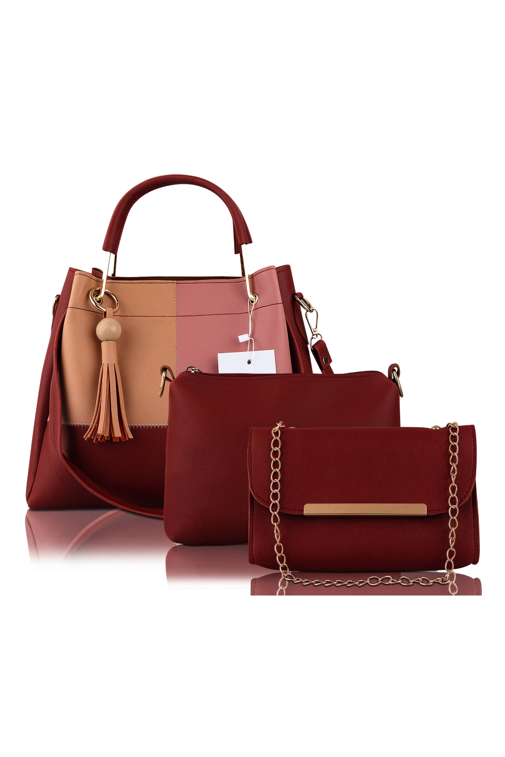     			LIKE STYLE Combo PU Set of 3 ( Maroon )
