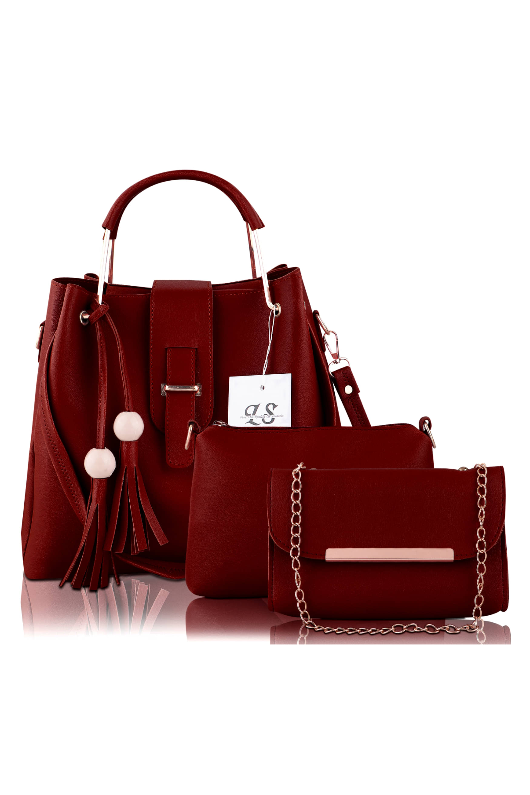     			LIKE STYLE Combo PU Set of 3 ( Maroon )