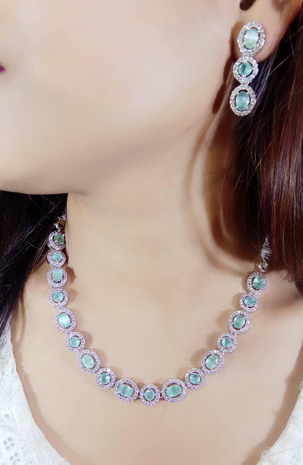 Ladymania Turquoise Alloy Necklace Set ( Pack of 1 )