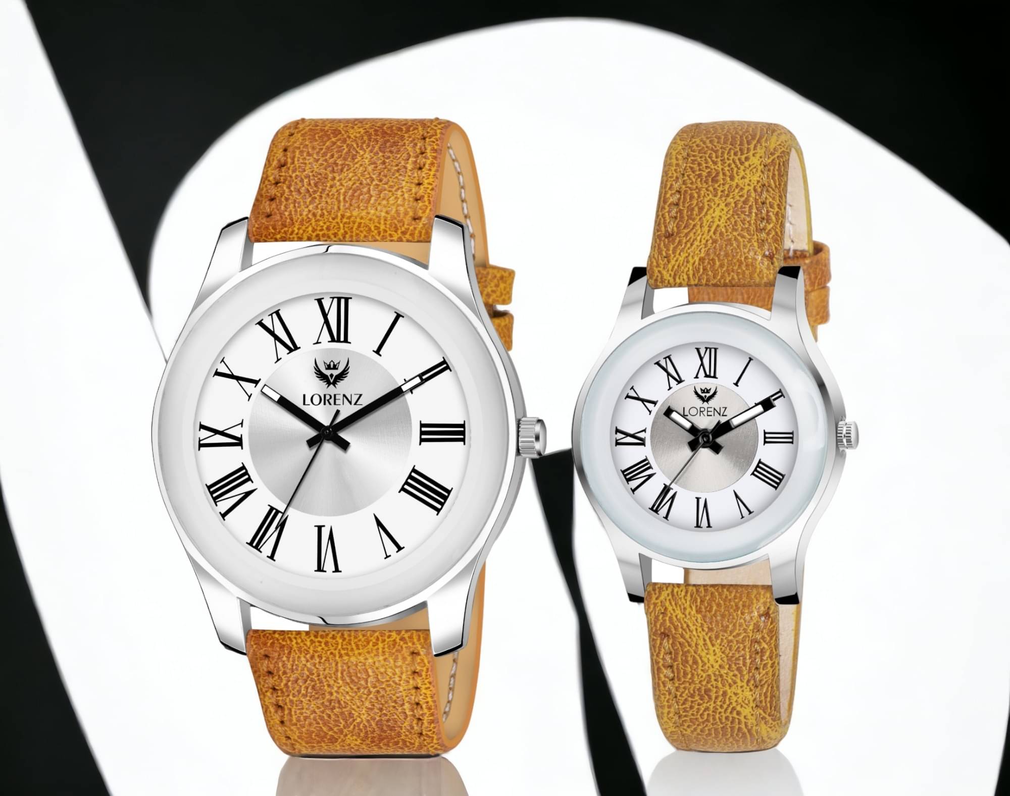     			Lorenz Beige PU Analog Couple's Watch