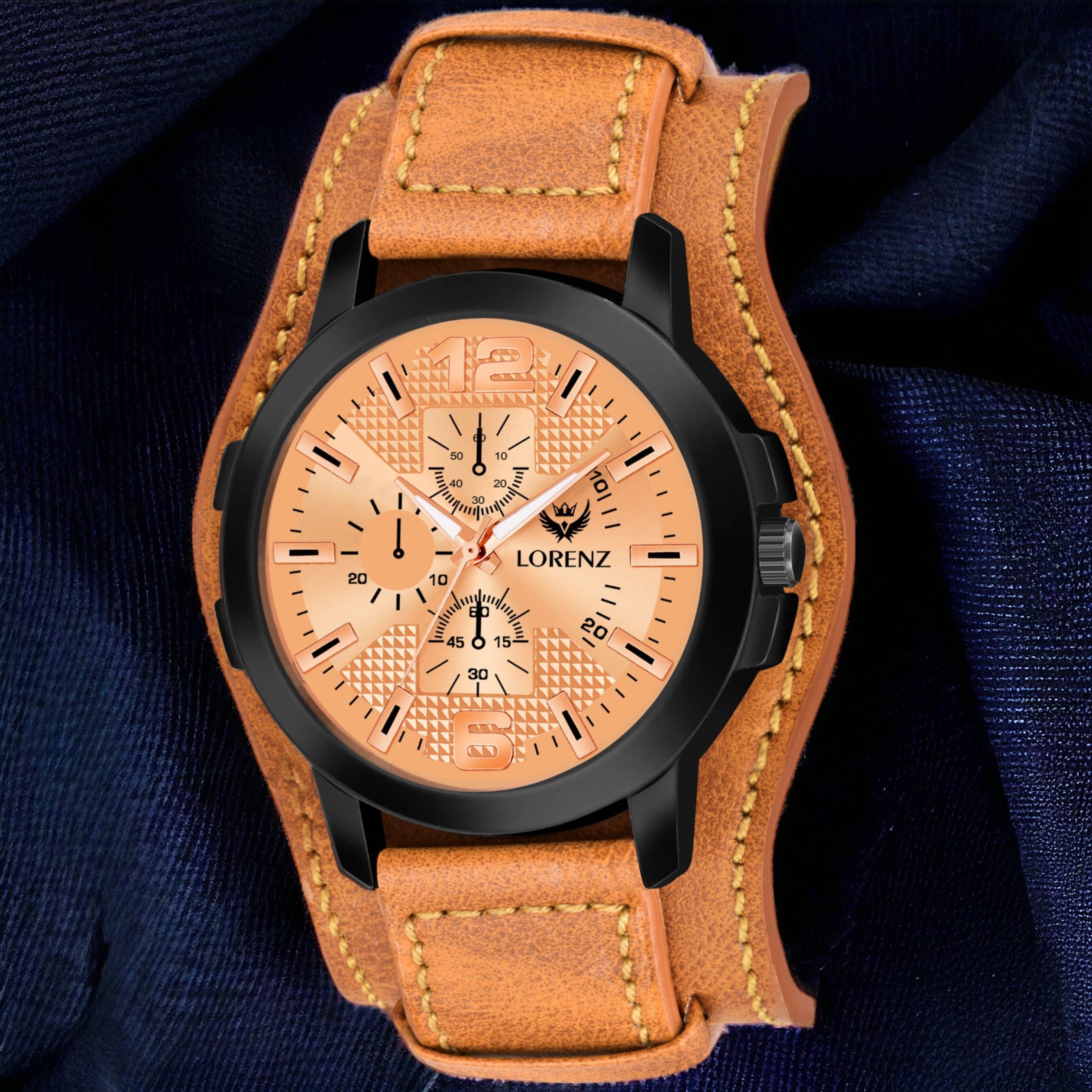     			Lorenz Beige PU Analog Men's Watch