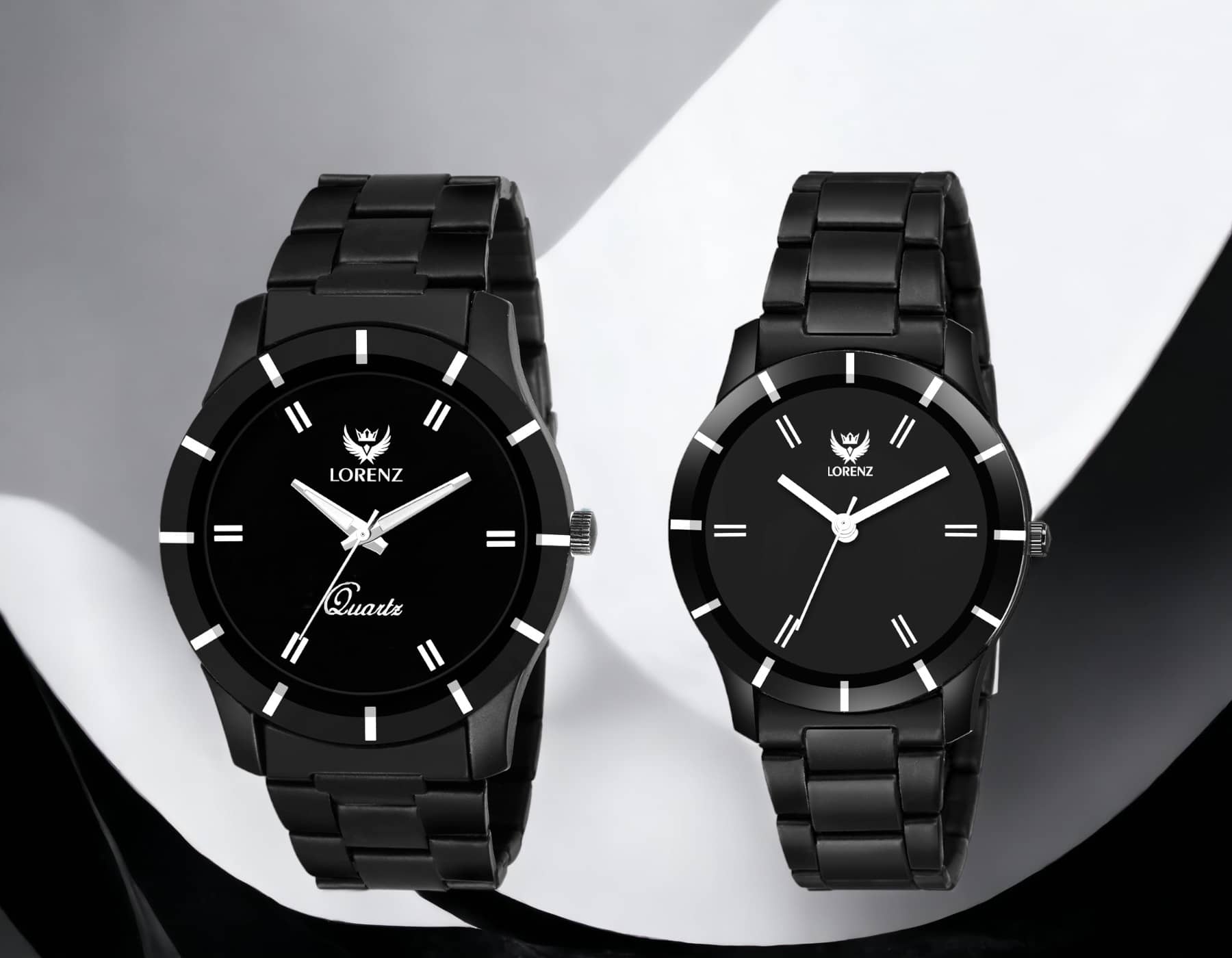 Lorenz Black Metal Analog Couple's Watch