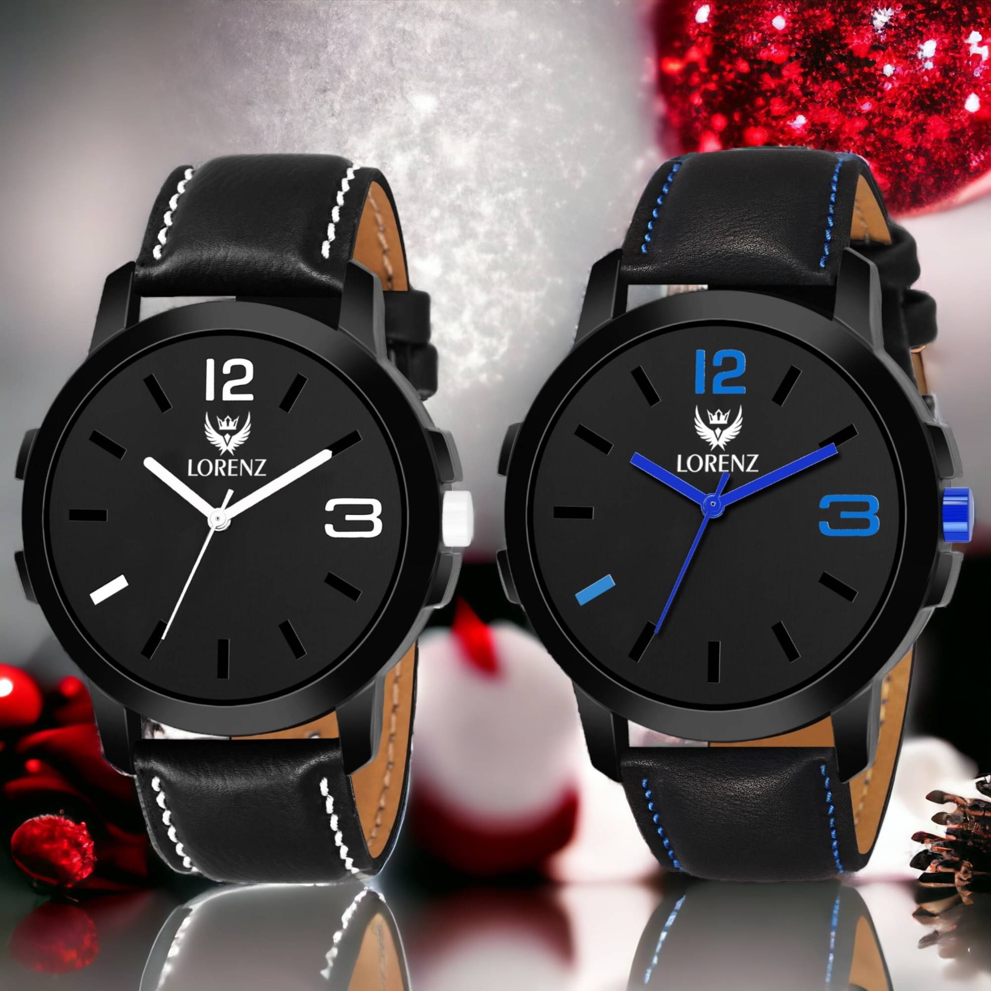     			Lorenz Black PU Analog Men's Watch