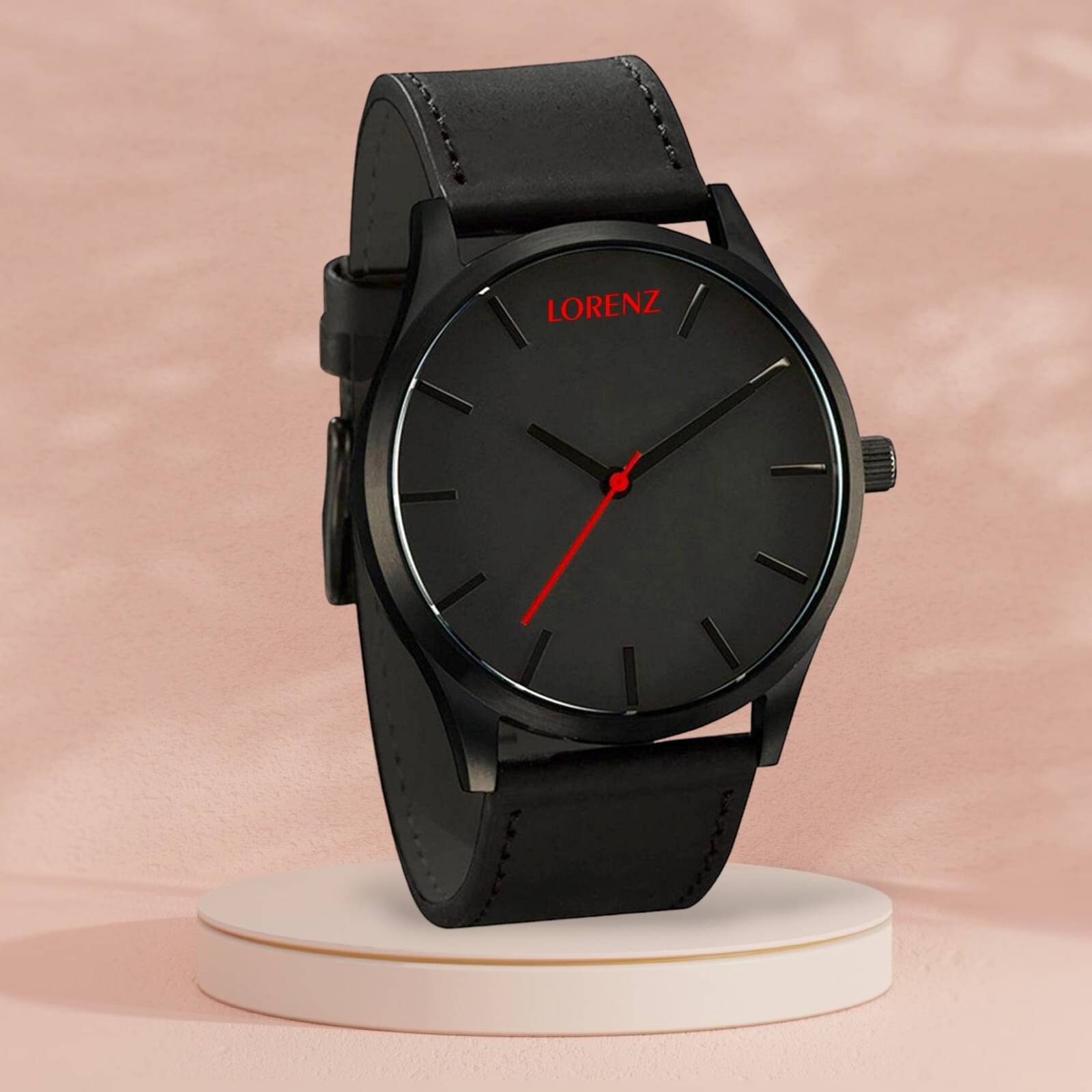     			Lorenz Black PU Analog Men's Watch