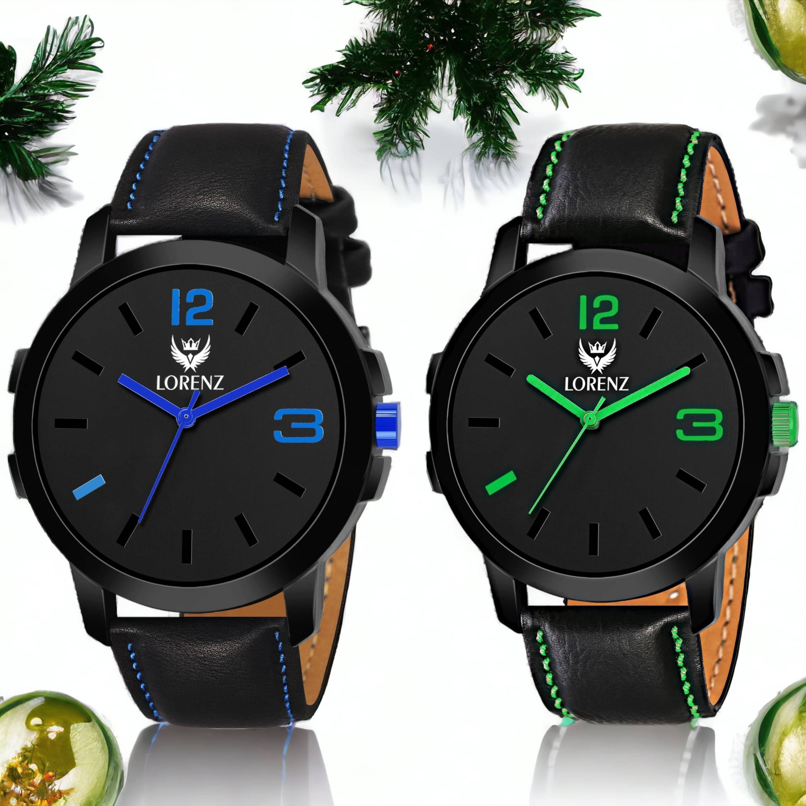     			Lorenz Black PU Analog Men's Watch