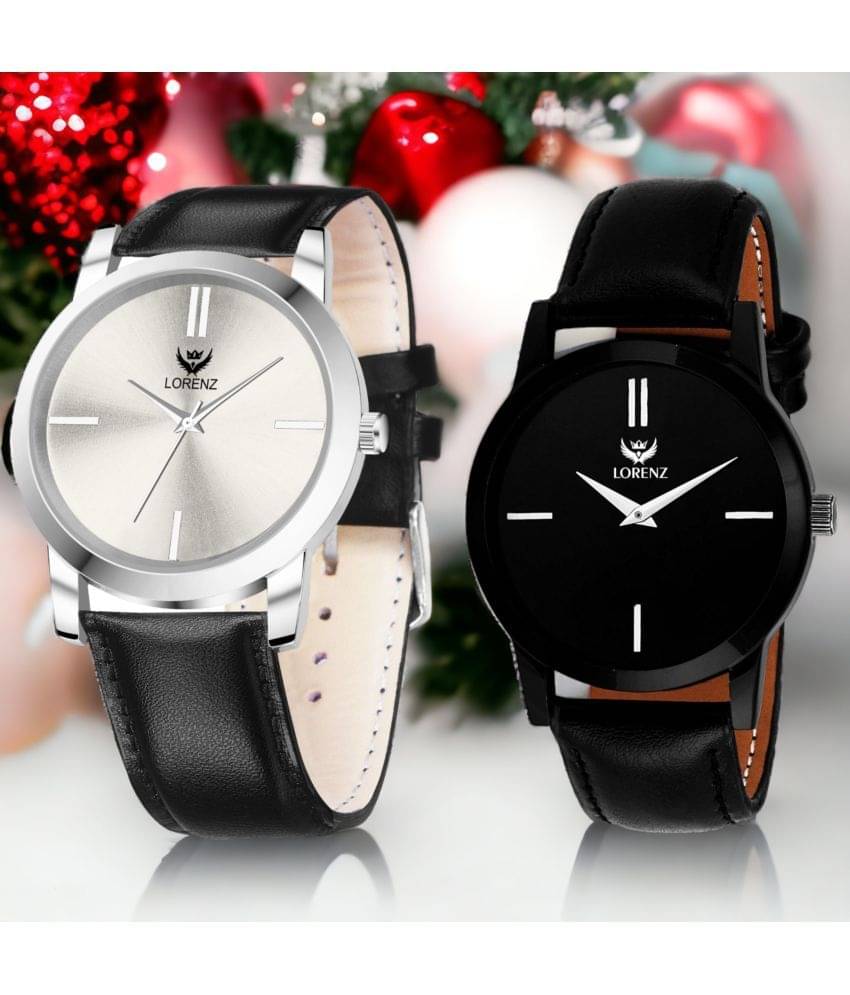     			Lorenz Black PU Analog Men's Watch