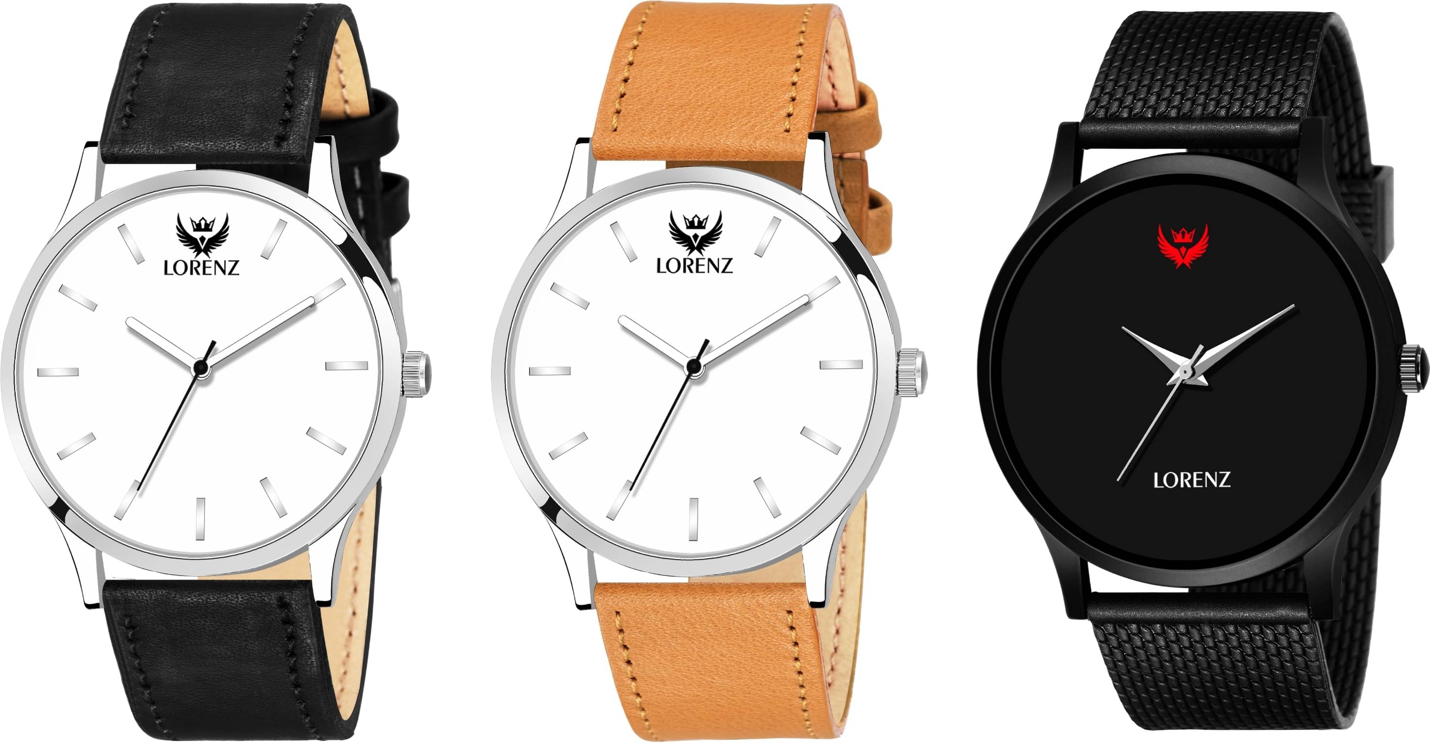     			Lorenz Black PU Analog Men's Watch