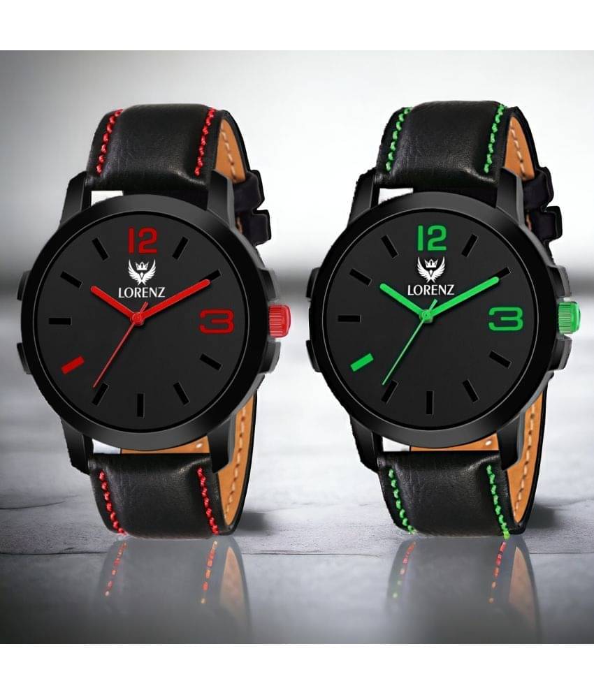     			Lorenz Black PU Analog Men's Watch