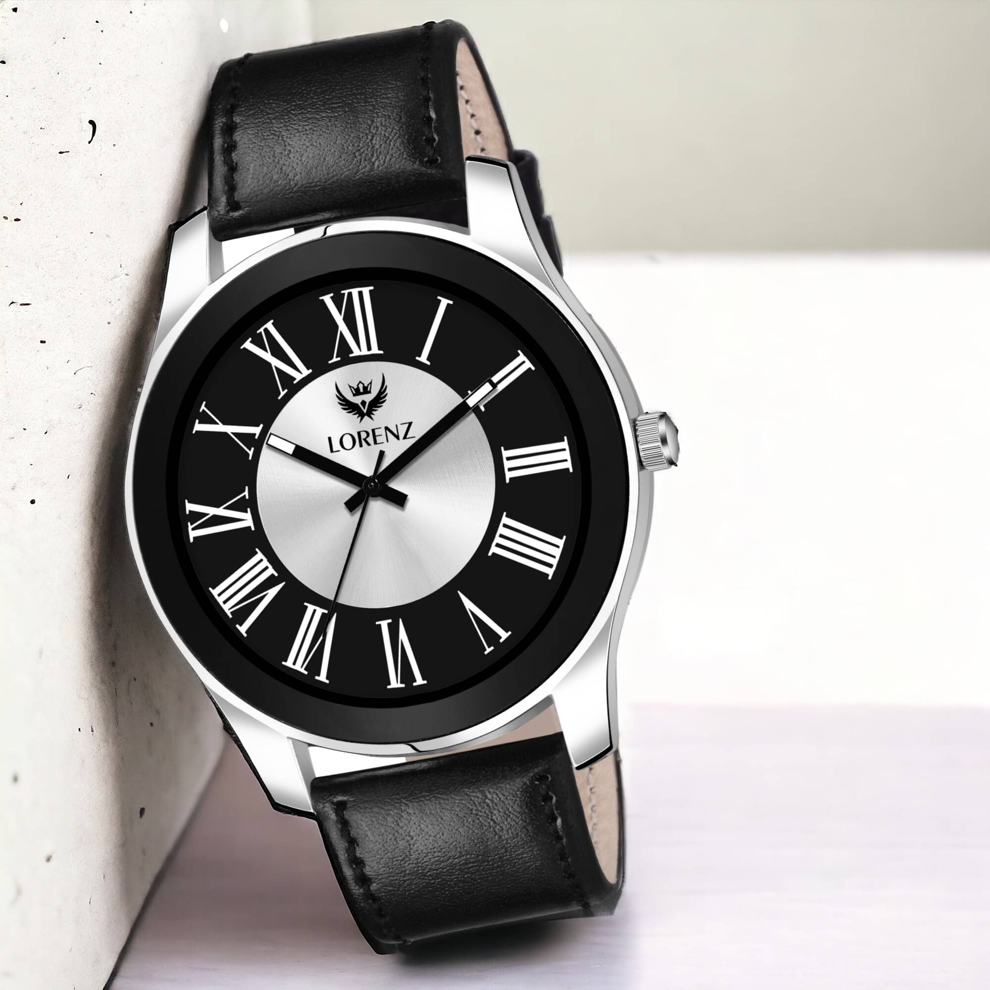     			Lorenz Black PU Analog Men's Watch