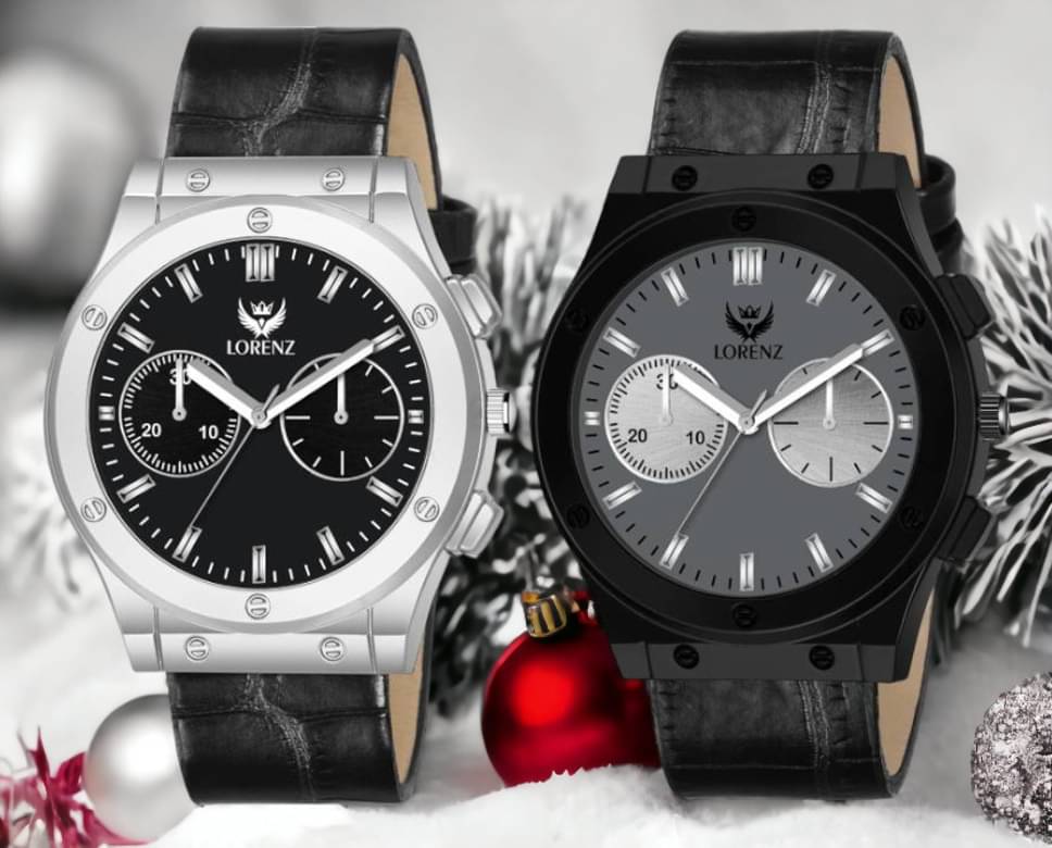     			Lorenz Black PU Analog Men's Watch