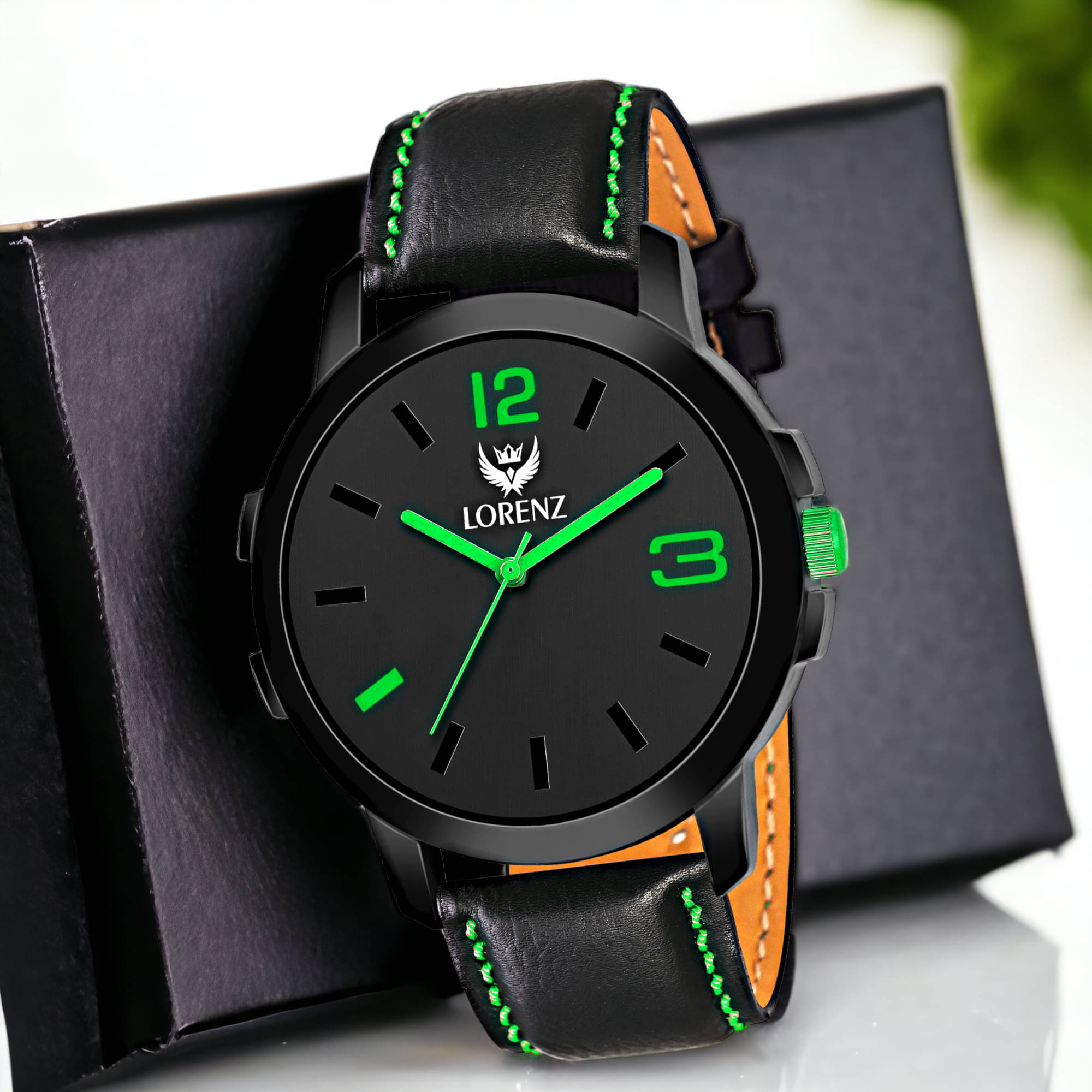     			Lorenz Black PU Analog Men's Watch