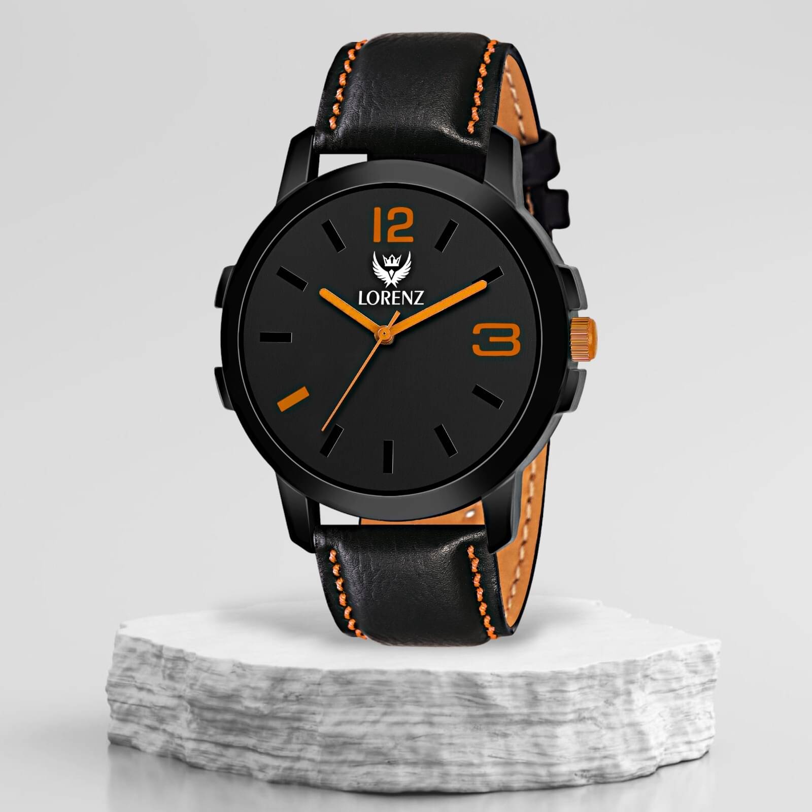     			Lorenz Black PU Analog Men's Watch