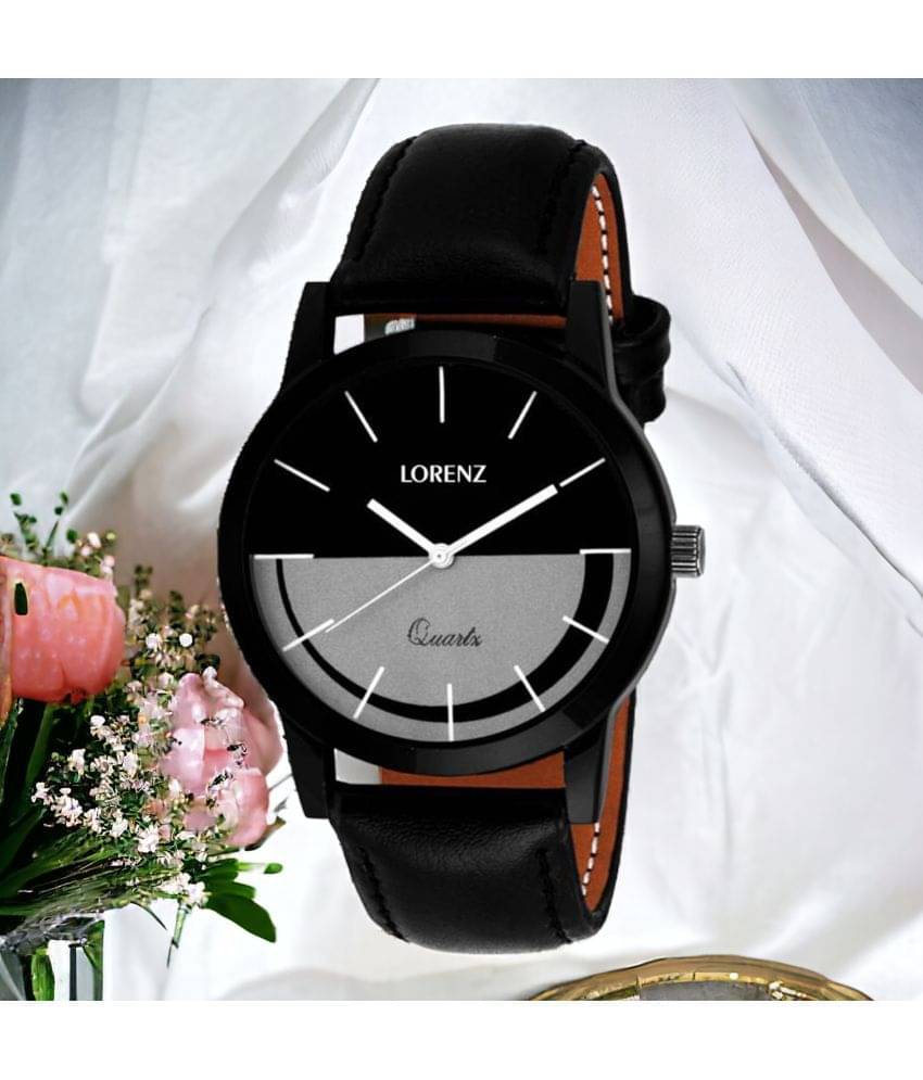     			Lorenz Black PU Analog Men's Watch