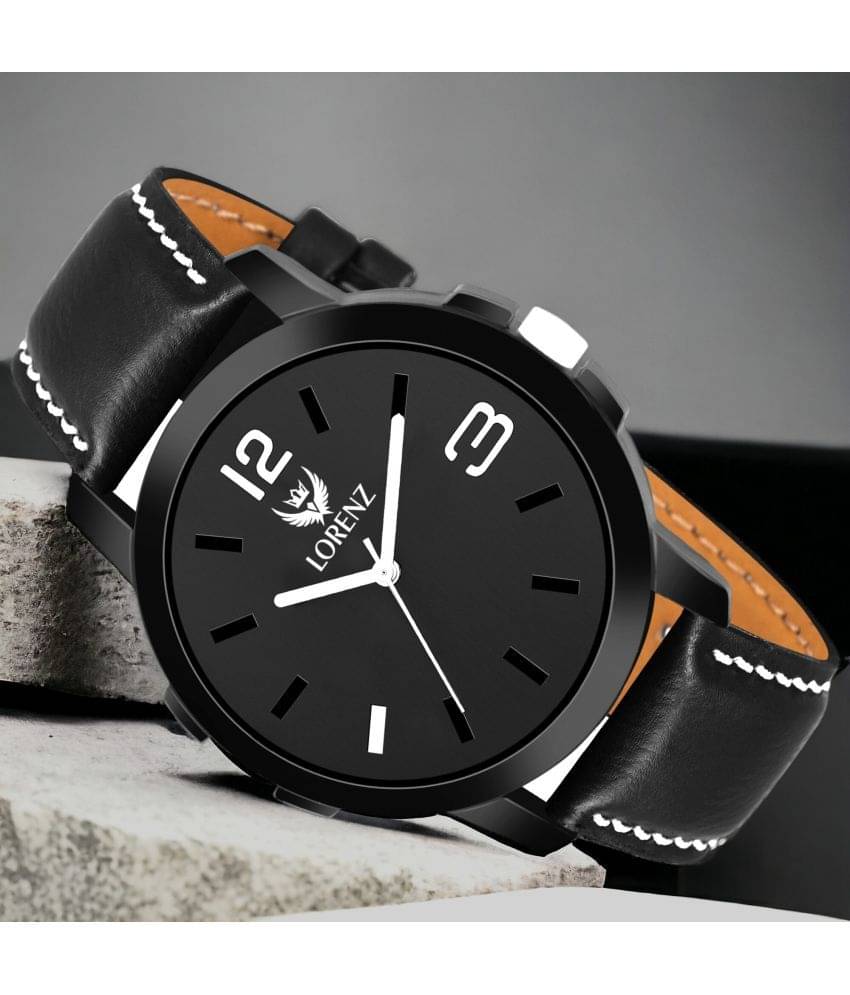     			Lorenz Black PU Analog Men's Watch
