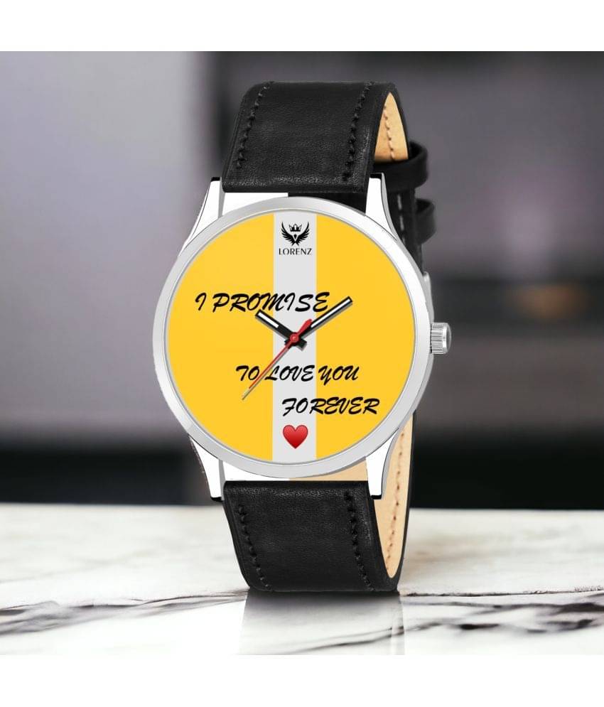     			Lorenz Black PU Analog Men's Watch