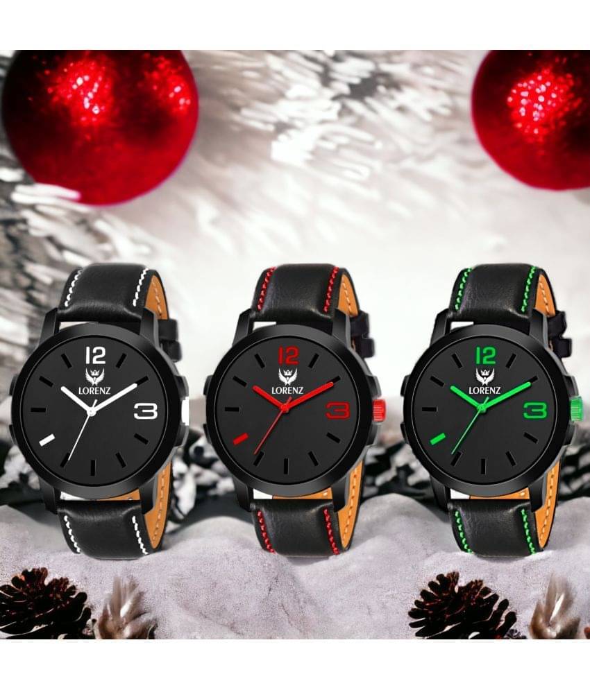     			Lorenz Black PU Analog Men's Watch