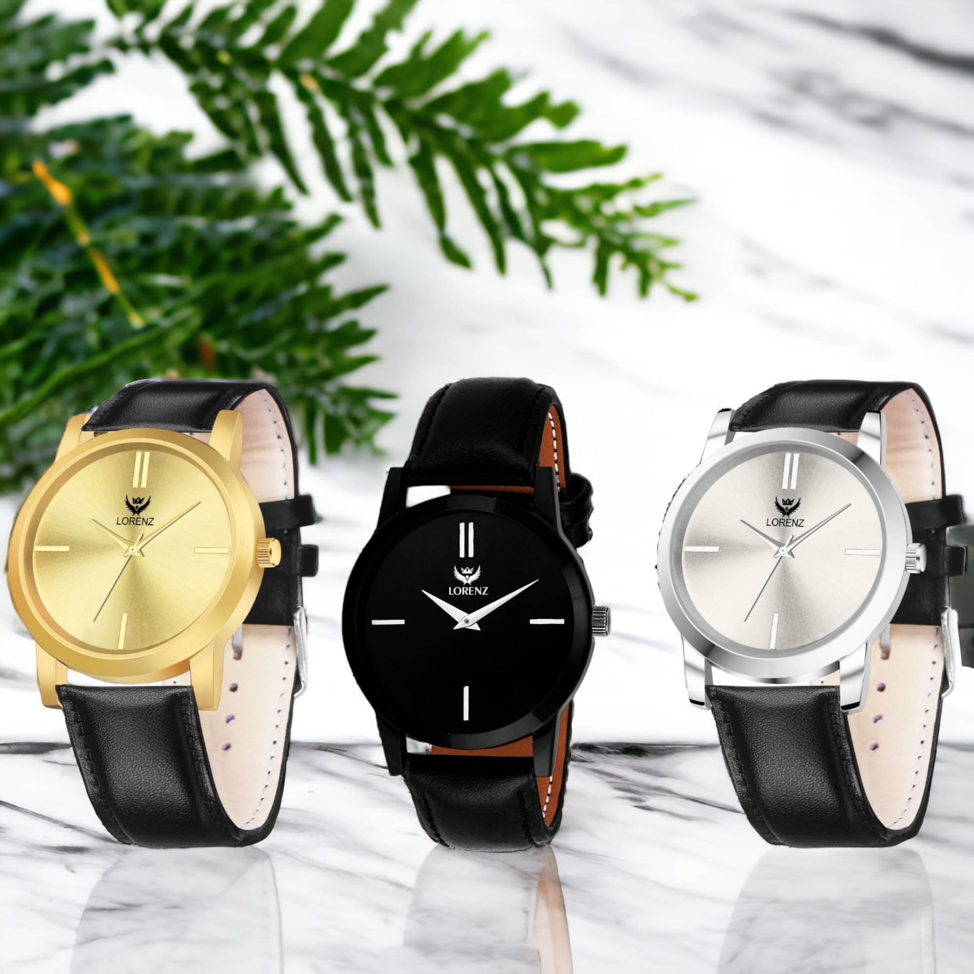     			Lorenz Black PU Analog Men's Watch