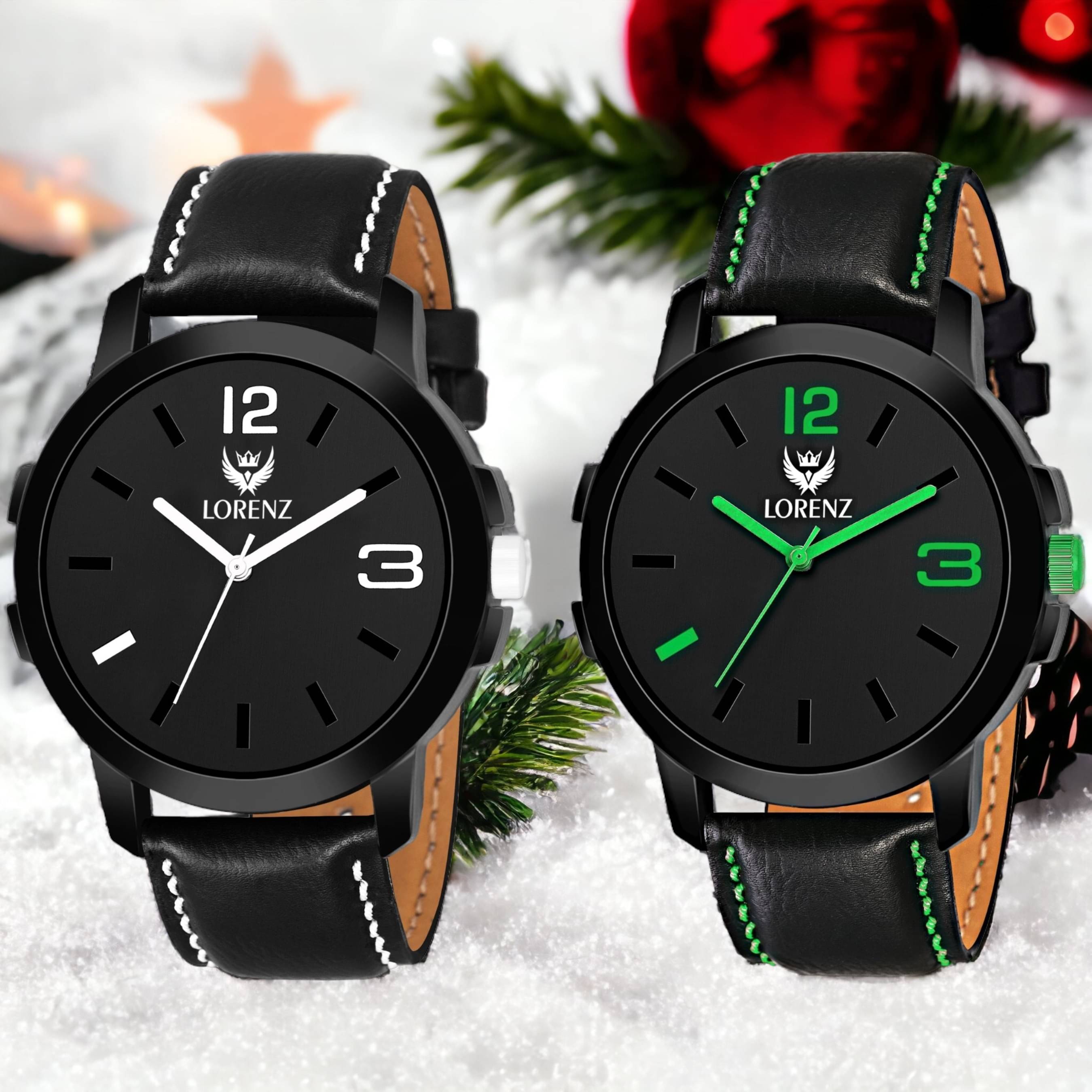     			Lorenz Black PU Analog Men's Watch