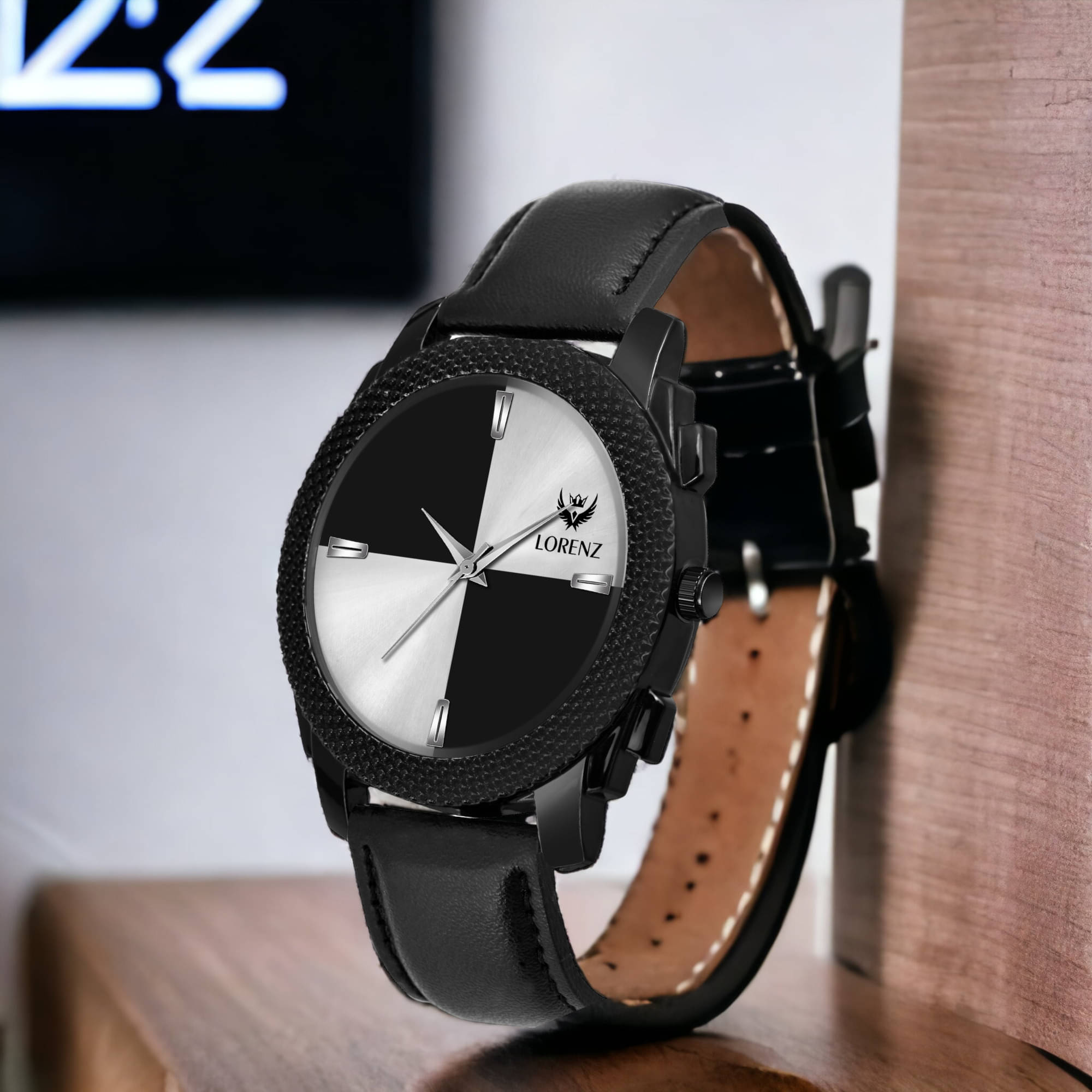     			Lorenz Black PU Analog Men's Watch